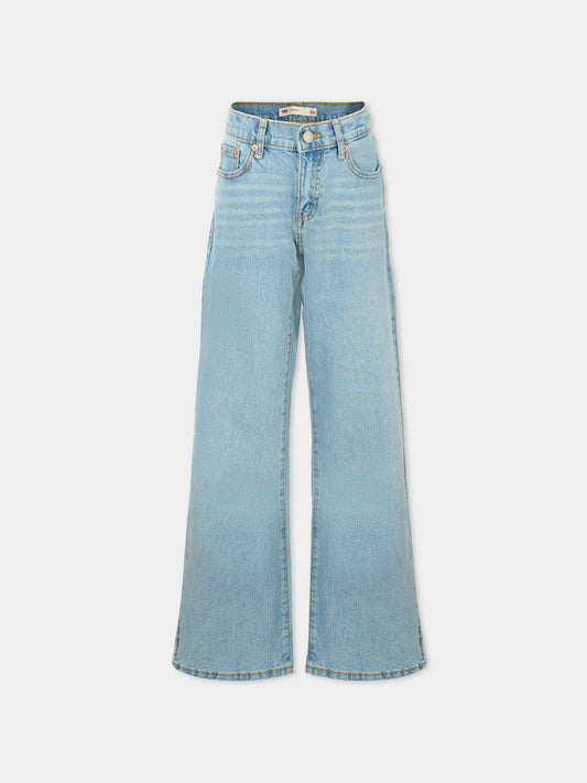 Jeans denim celesti wide leg per bambina con logo,Levi's Kids,EL007 LC0