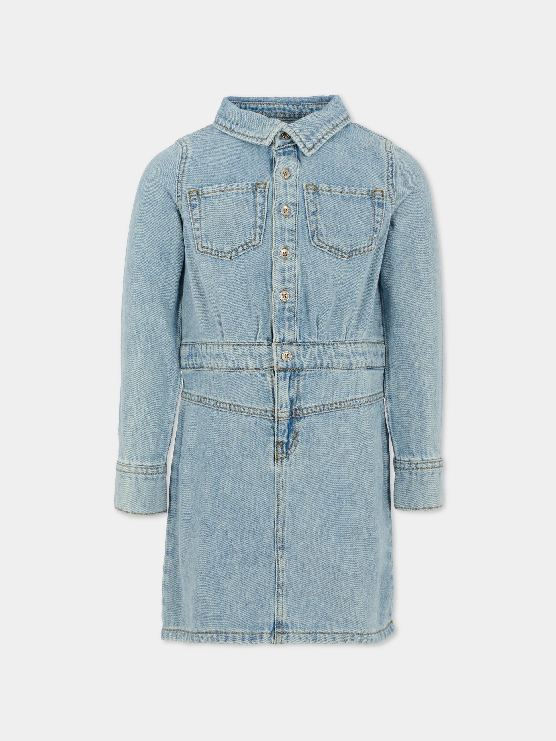 Vestito azzurro per bambina con logo,Levi's Kids,EN476 LC3