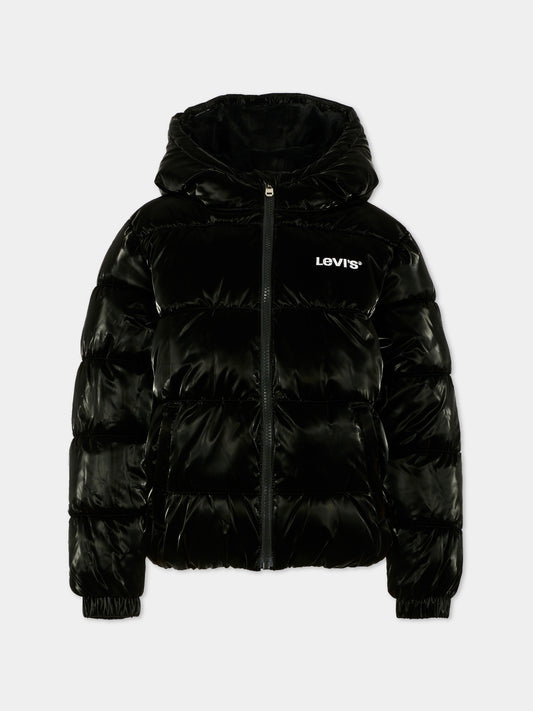 Piumino nero per bambini con logo bianco,Levi's Kids,EN640 023