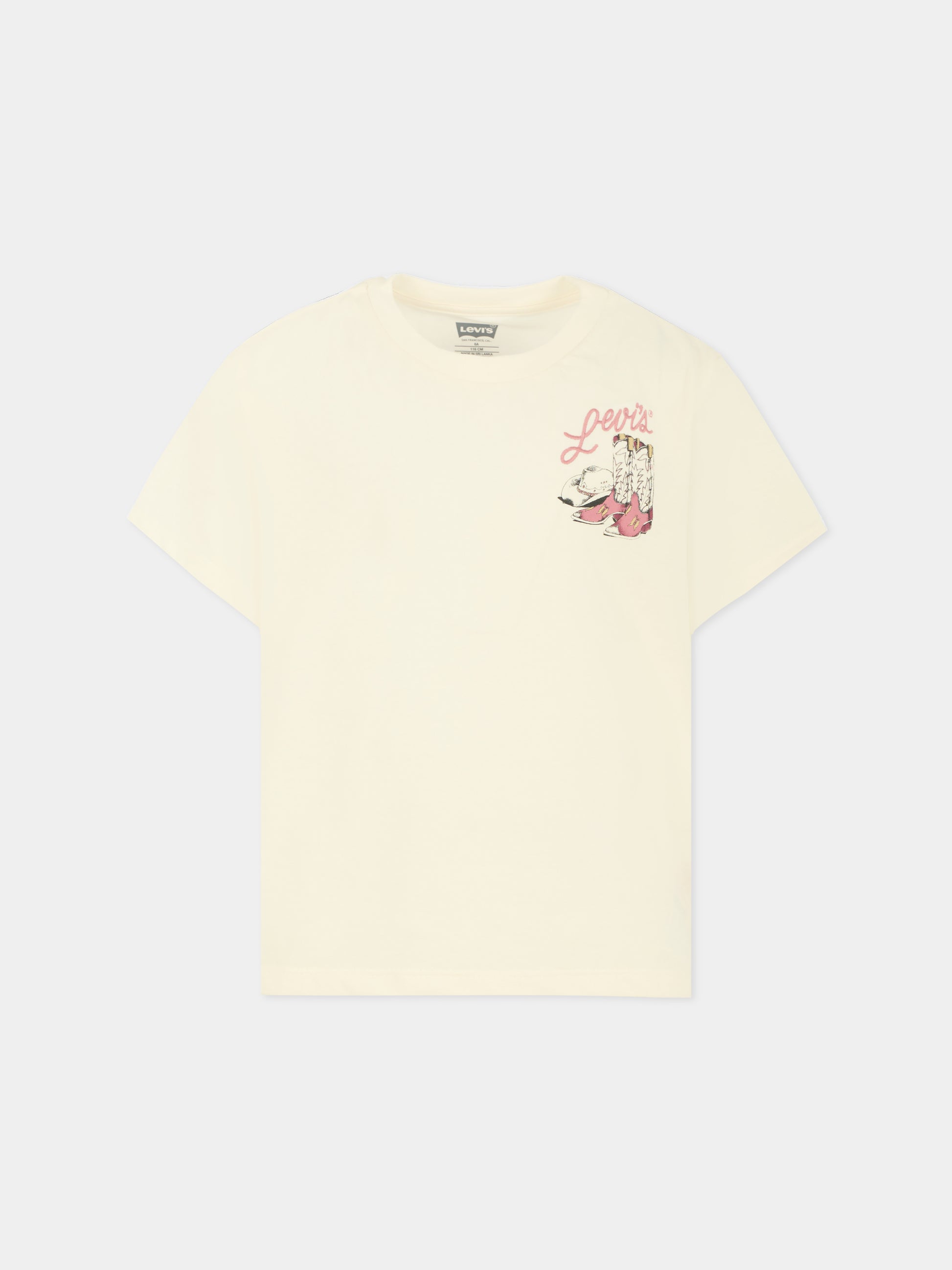 T-shirt avorio per bambina con stivali,Levi's Kids,EP074 W86