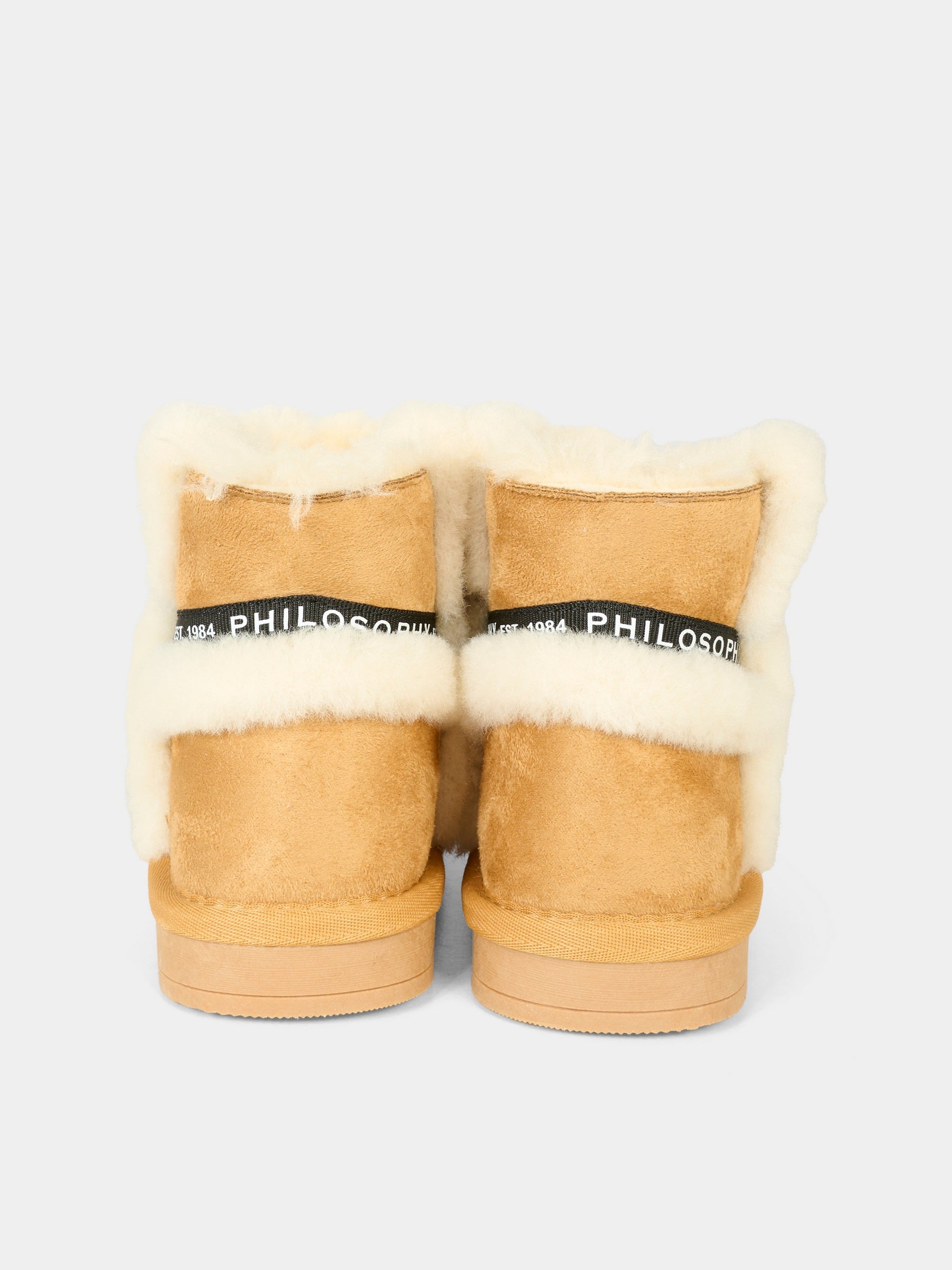 Stivaletti beige per bambina con logo,Philosophy,I8F002 - 6702 - P003