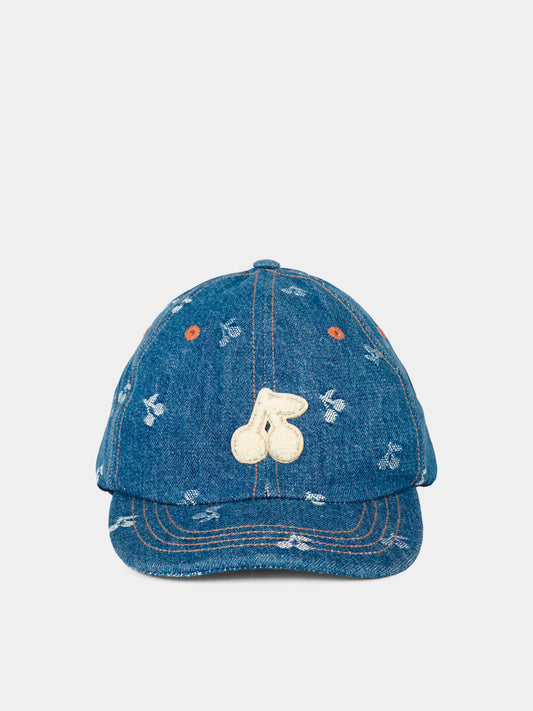 Cappello denim per bambina con ciliegie,Bonpoint,W05GACW00002 617