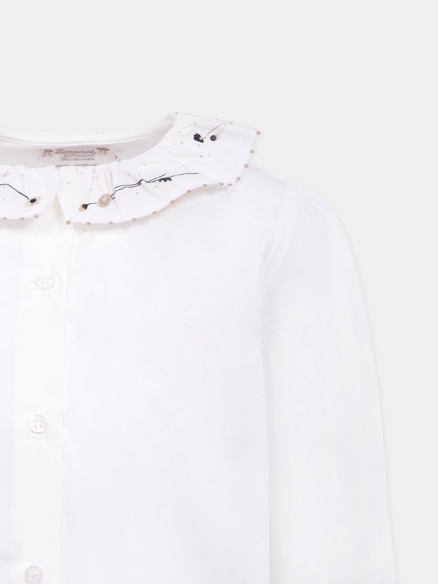 Camicia avorio per bambina con fiori ricamati,Bonpoint,W05GBLW00029 002