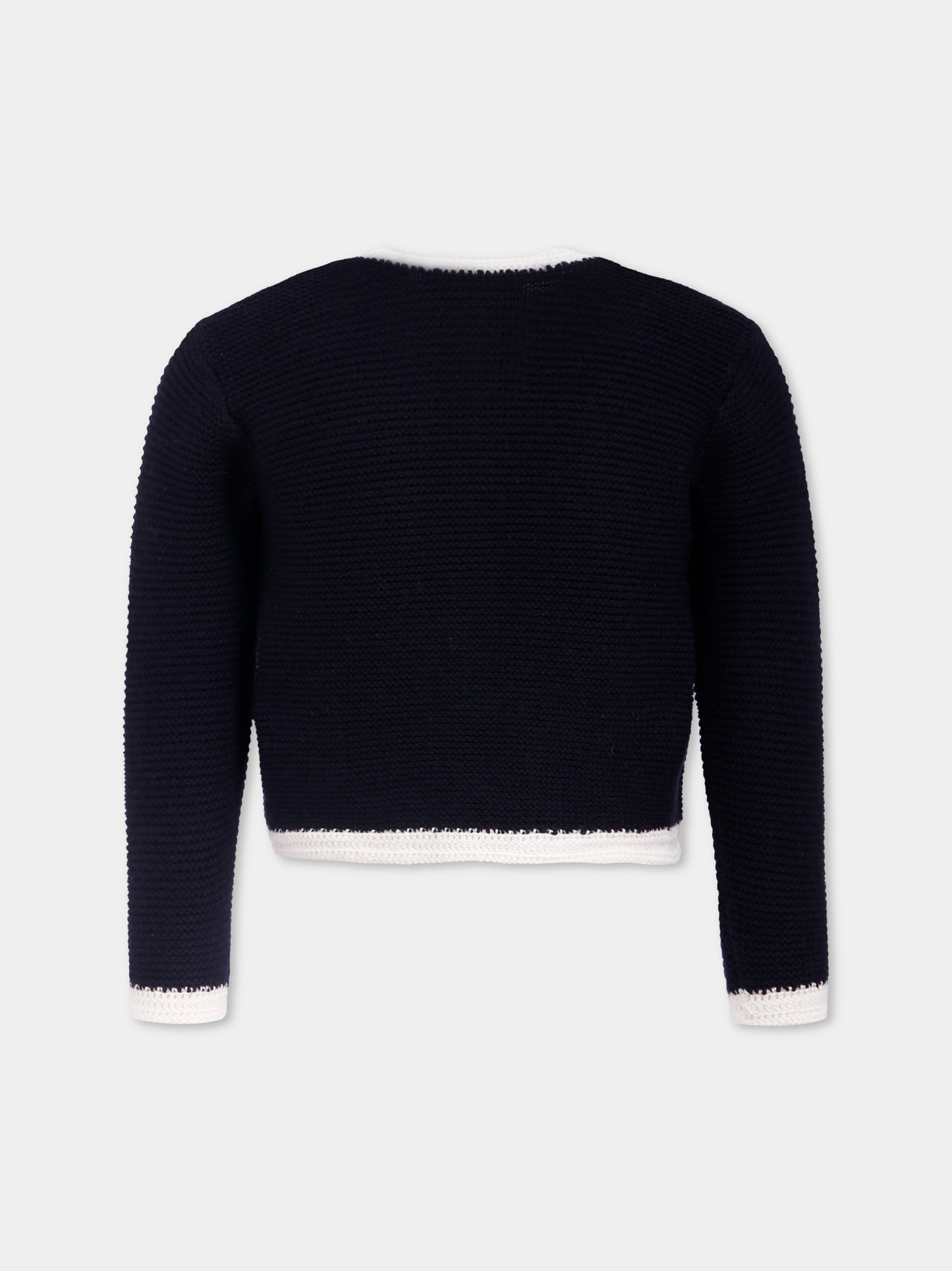 Cardigan blu per bambina con ciliegie,Bonpoint,W05GCAK00007 070