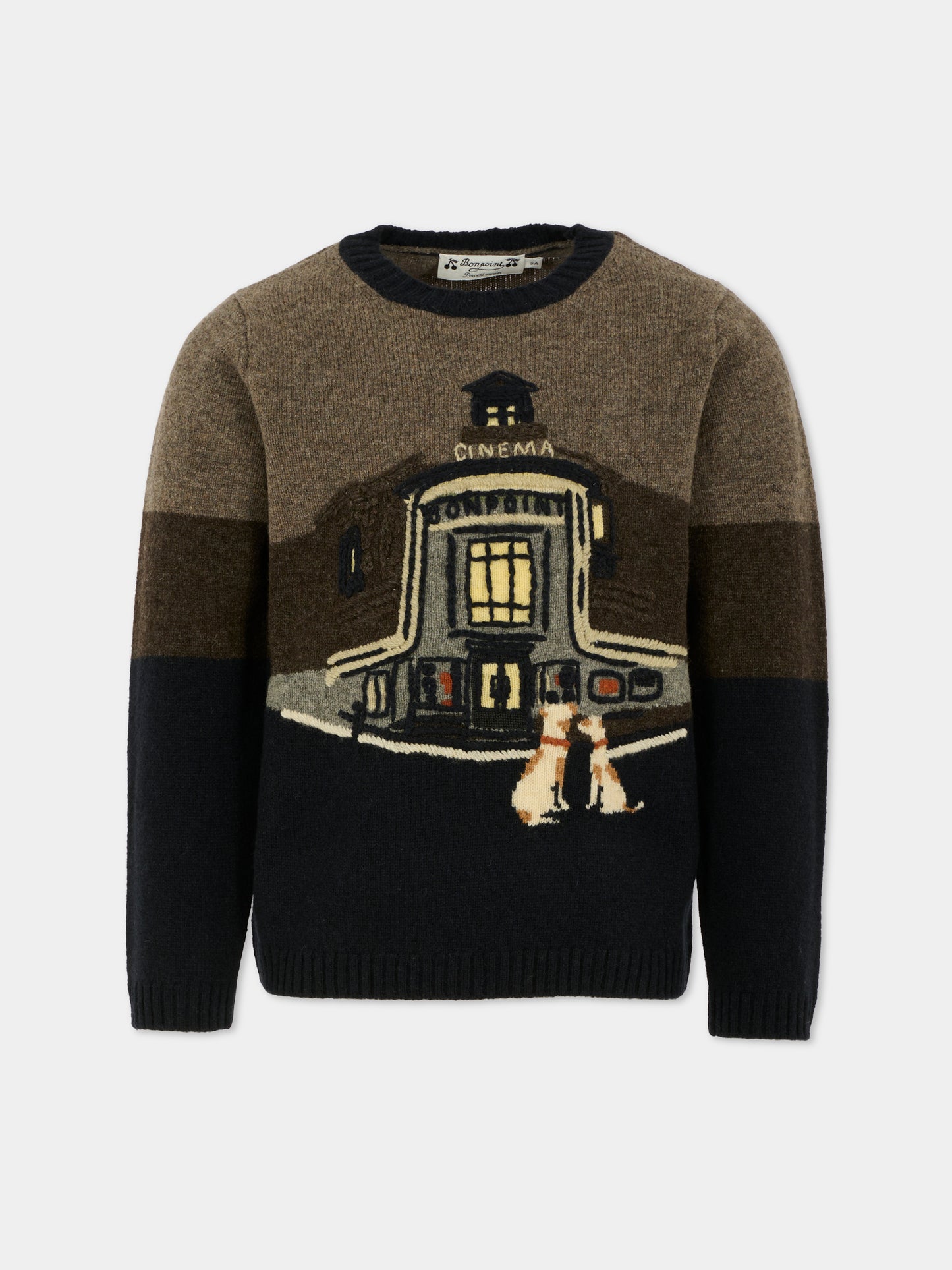 Maglione blu per bambino con logo,Bonpoint,W05BJUK00006 976