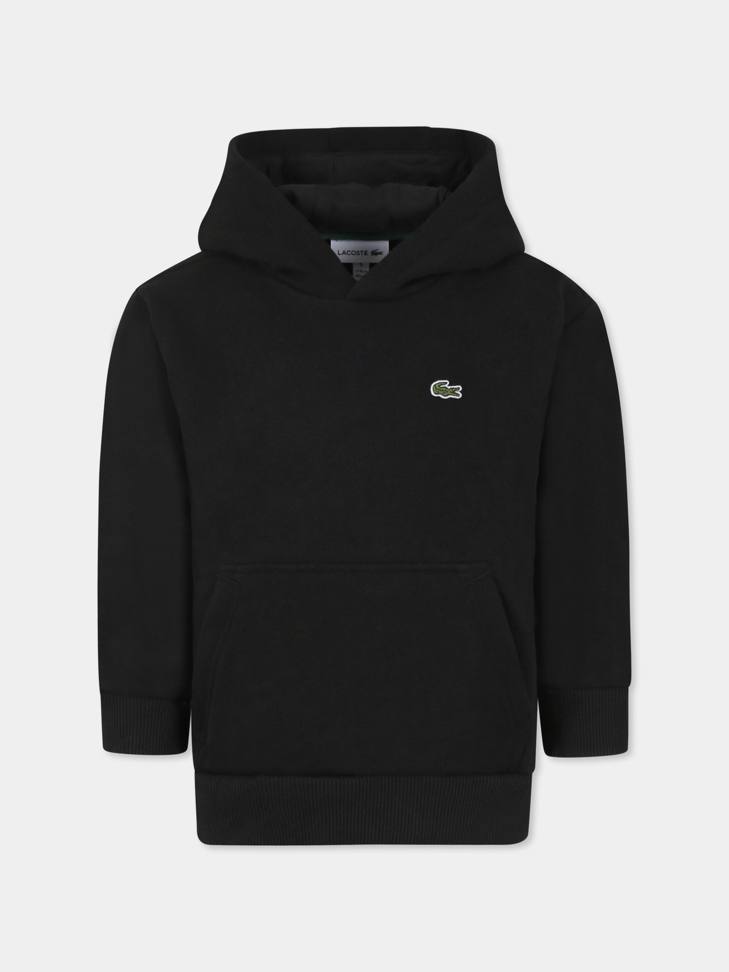 Felpa nera per bambino con coccodrillo,Lacoste,SJ5292 031