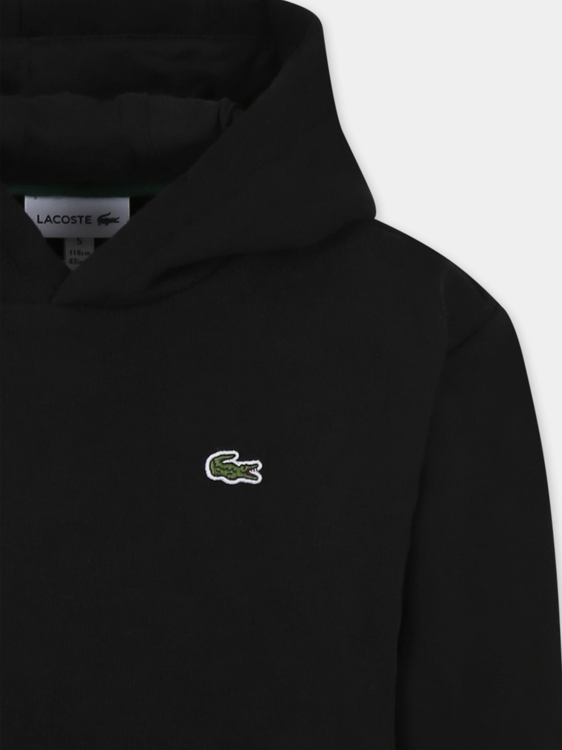 Felpa nera per bambino con coccodrillo,Lacoste,SJ5292 031