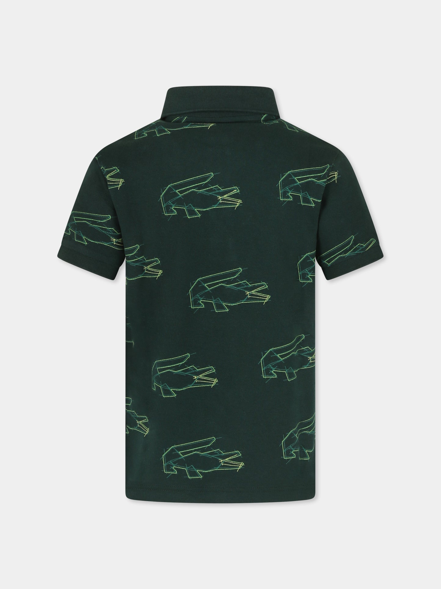 Green polo shirt for boy with crocodile