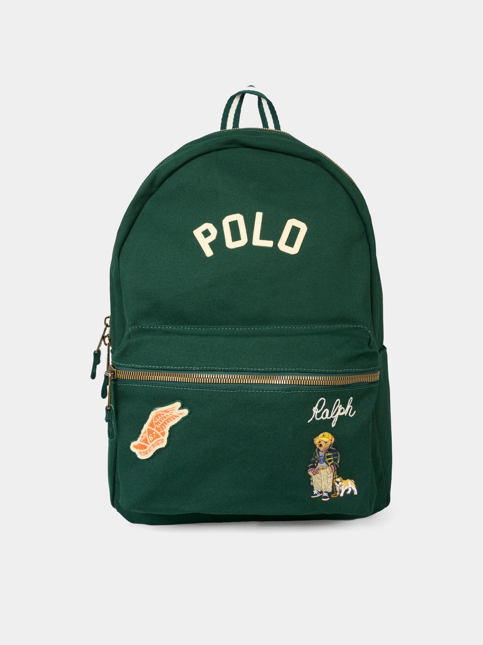 Zaino verde per bambino con Polo Bear,Ralph Lauren Kids,9AR157 JA4