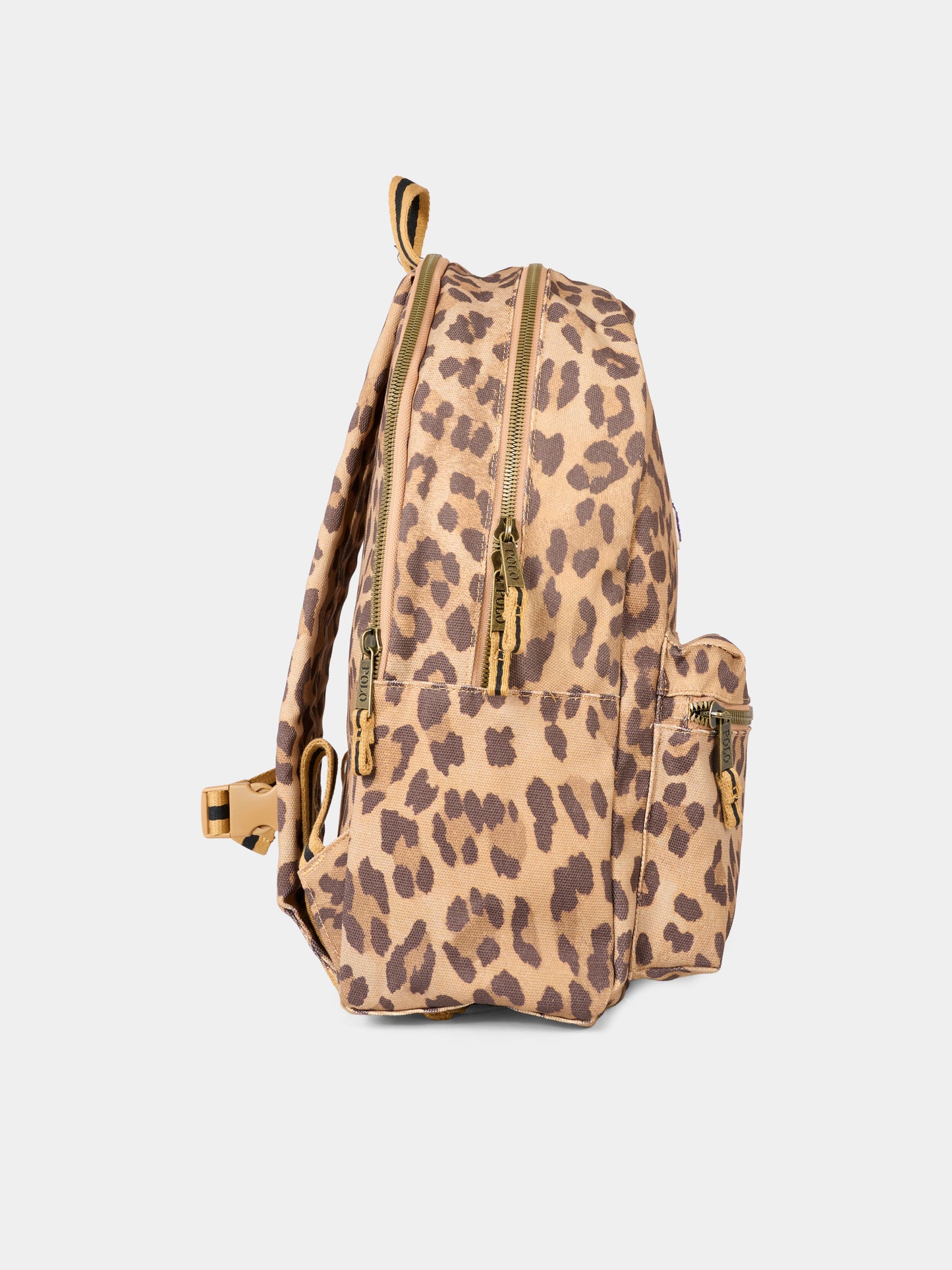 Zaino multicolor per bambina con Polo Bear e stampa animalier,Ralph Lauren Kids,9AR157 X3X