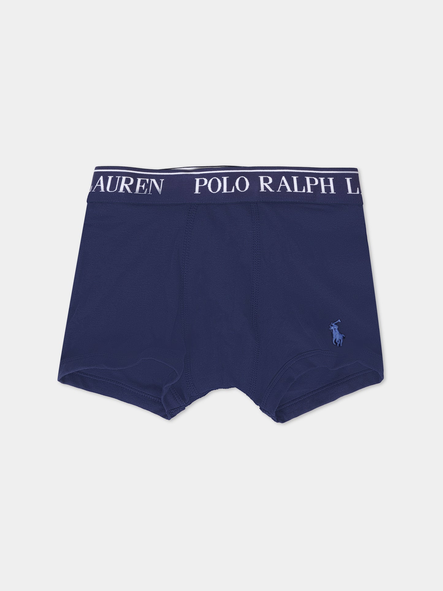 Set boxer blu per bambino con cavallino e logo,Ralph Lauren Kids,9P5015 BK8
