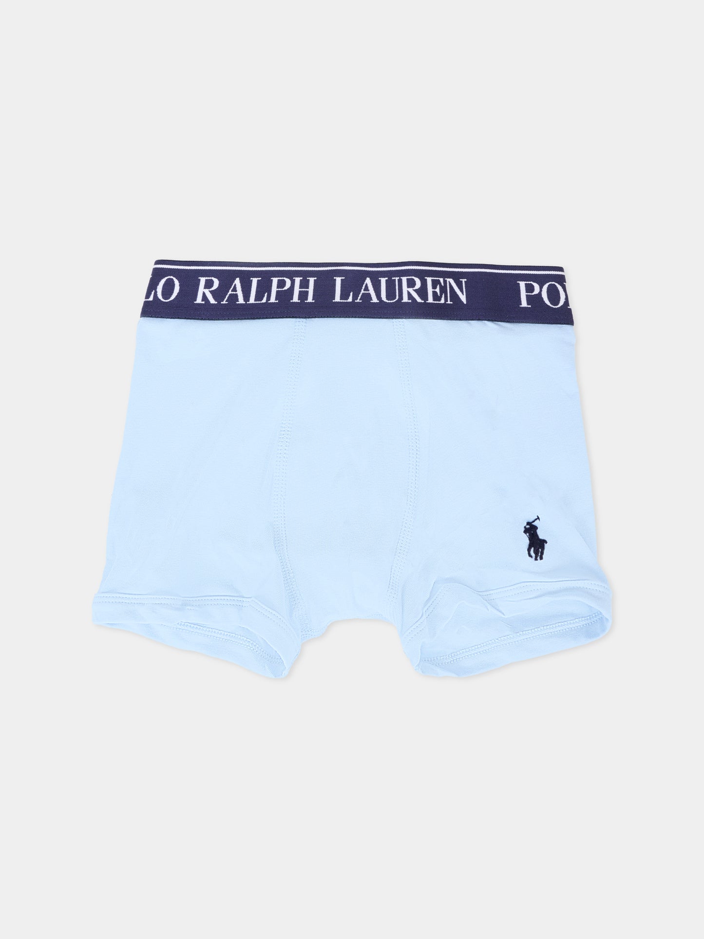 Set boxer blu per bambino con cavallino e logo,Ralph Lauren Kids,9P5015 BK8