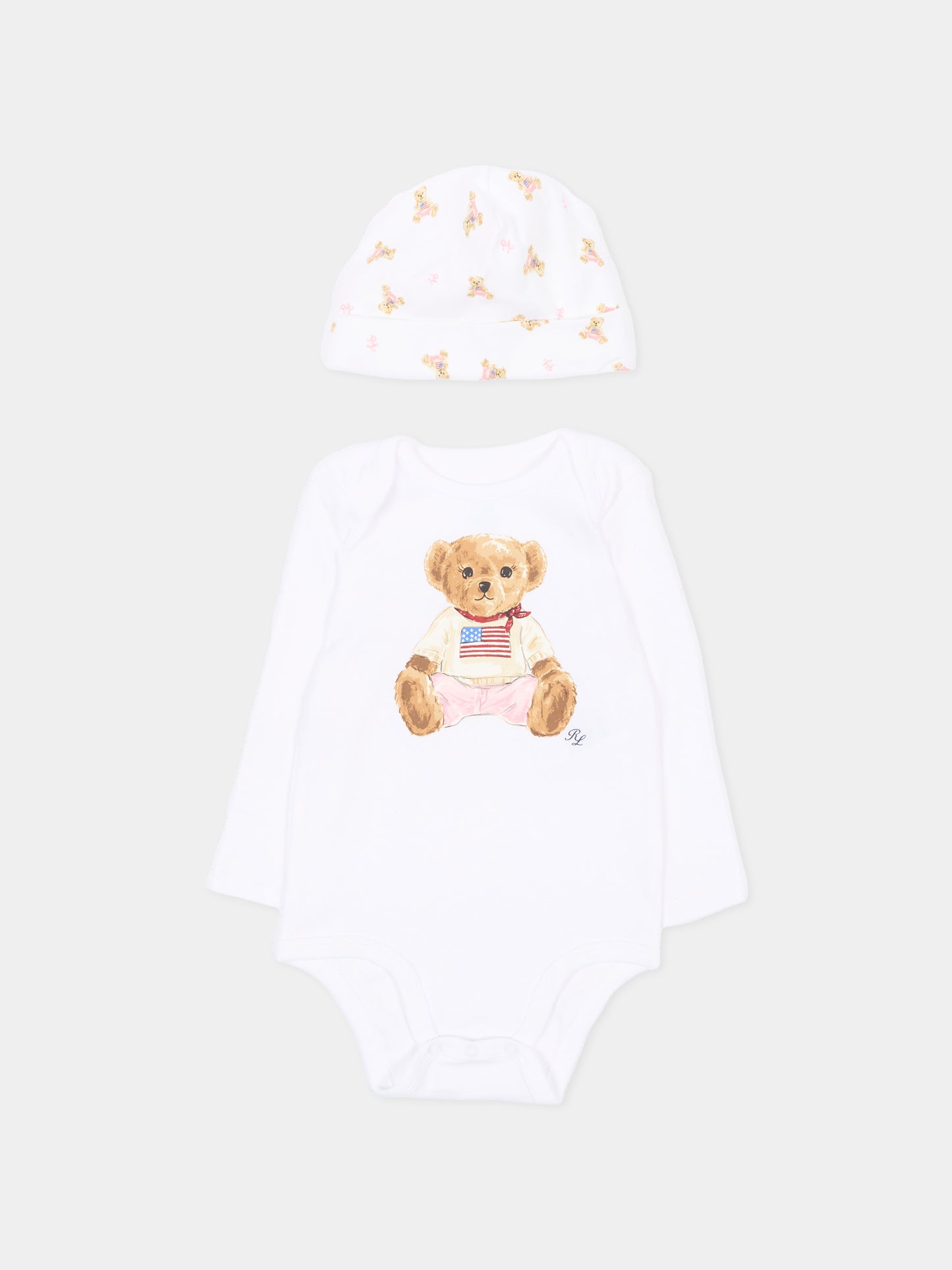 Set body bianco per neonata con Polo Bear,Ralph Lauren Kids,981226001