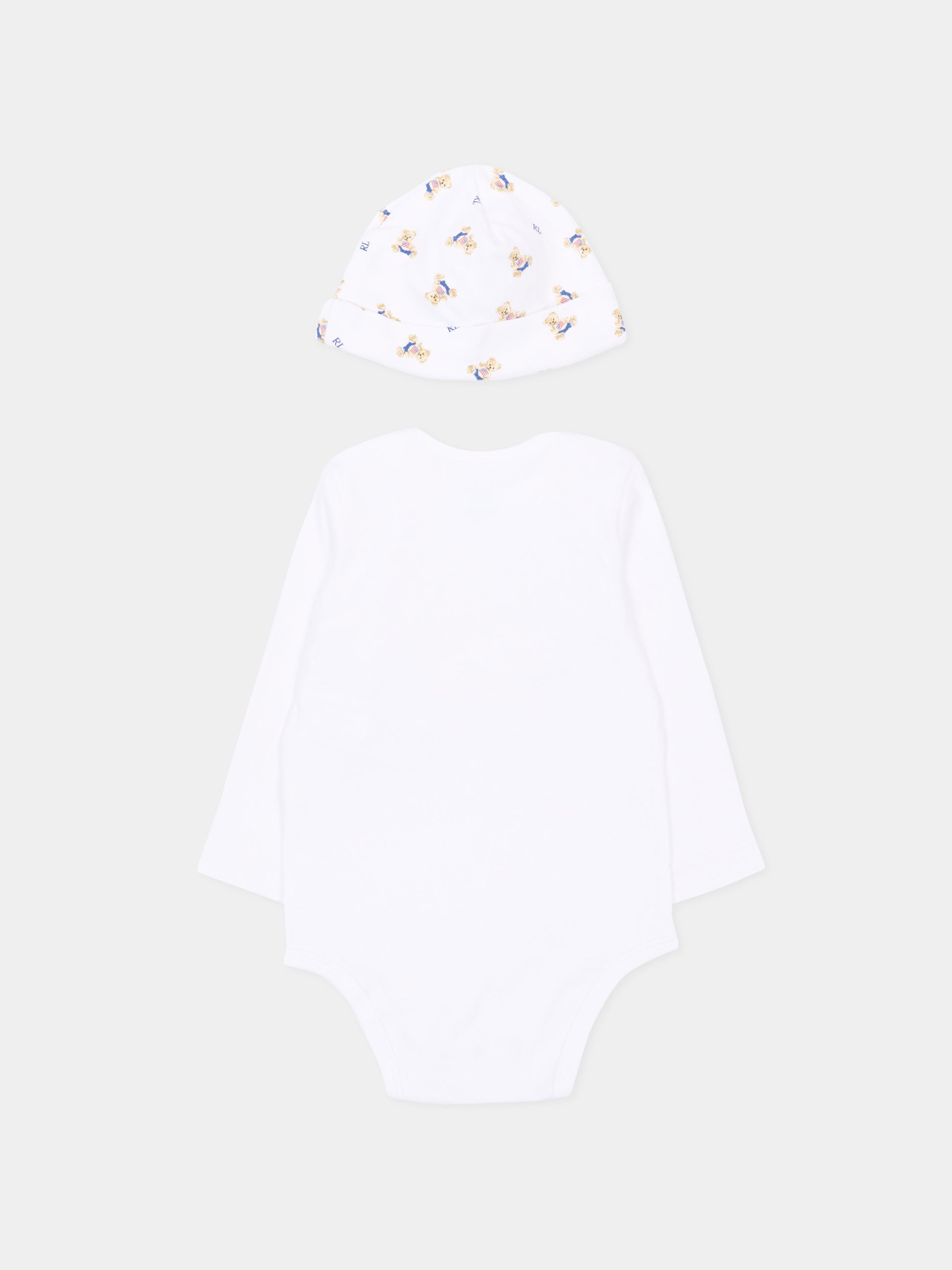 Set body bianco per neonato con Polo Bear,Ralph Lauren Kids,P00760001