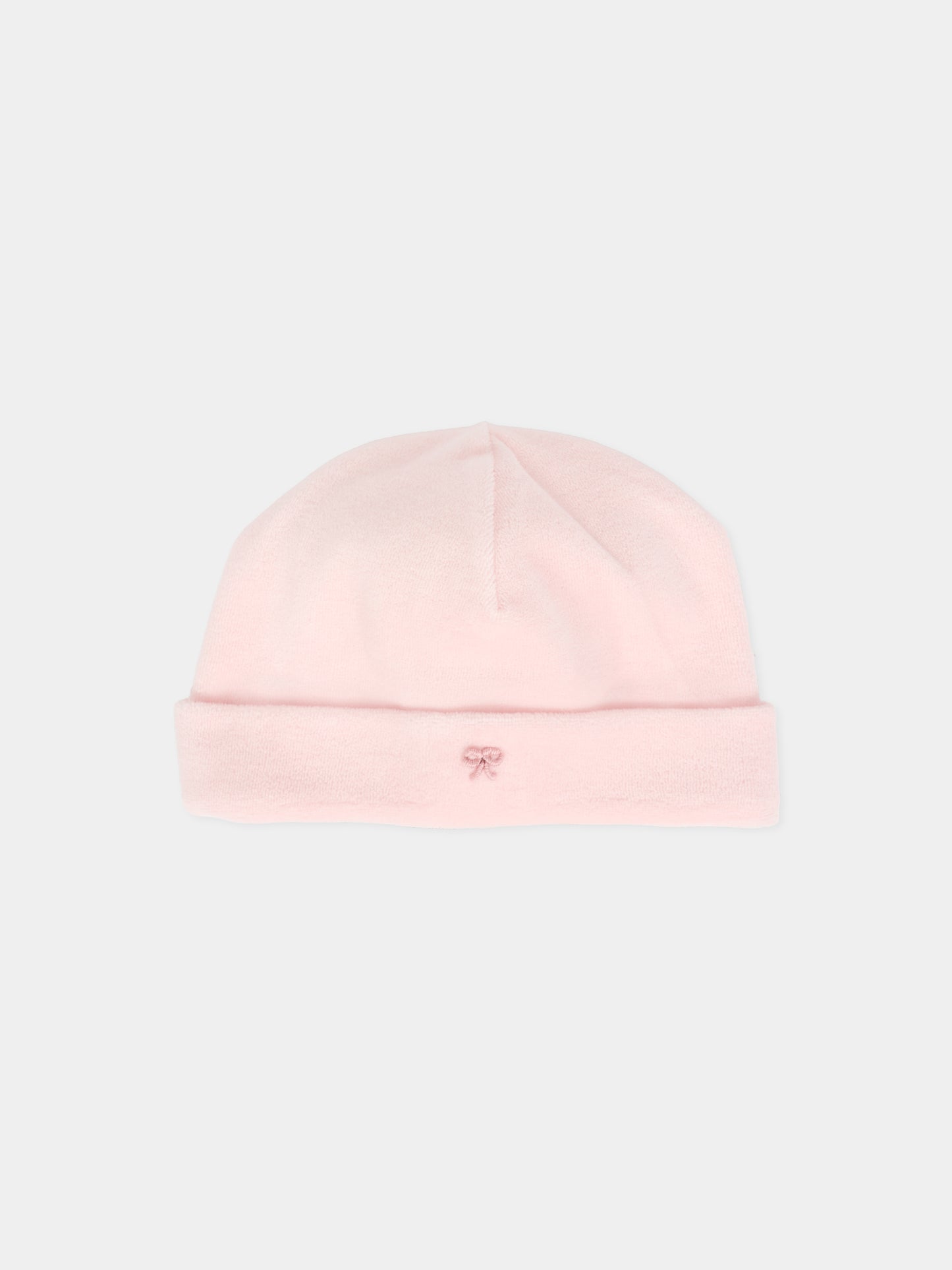 Berretto rosa per neonata con fiocco,La Stupenderia,1TBCP00L03