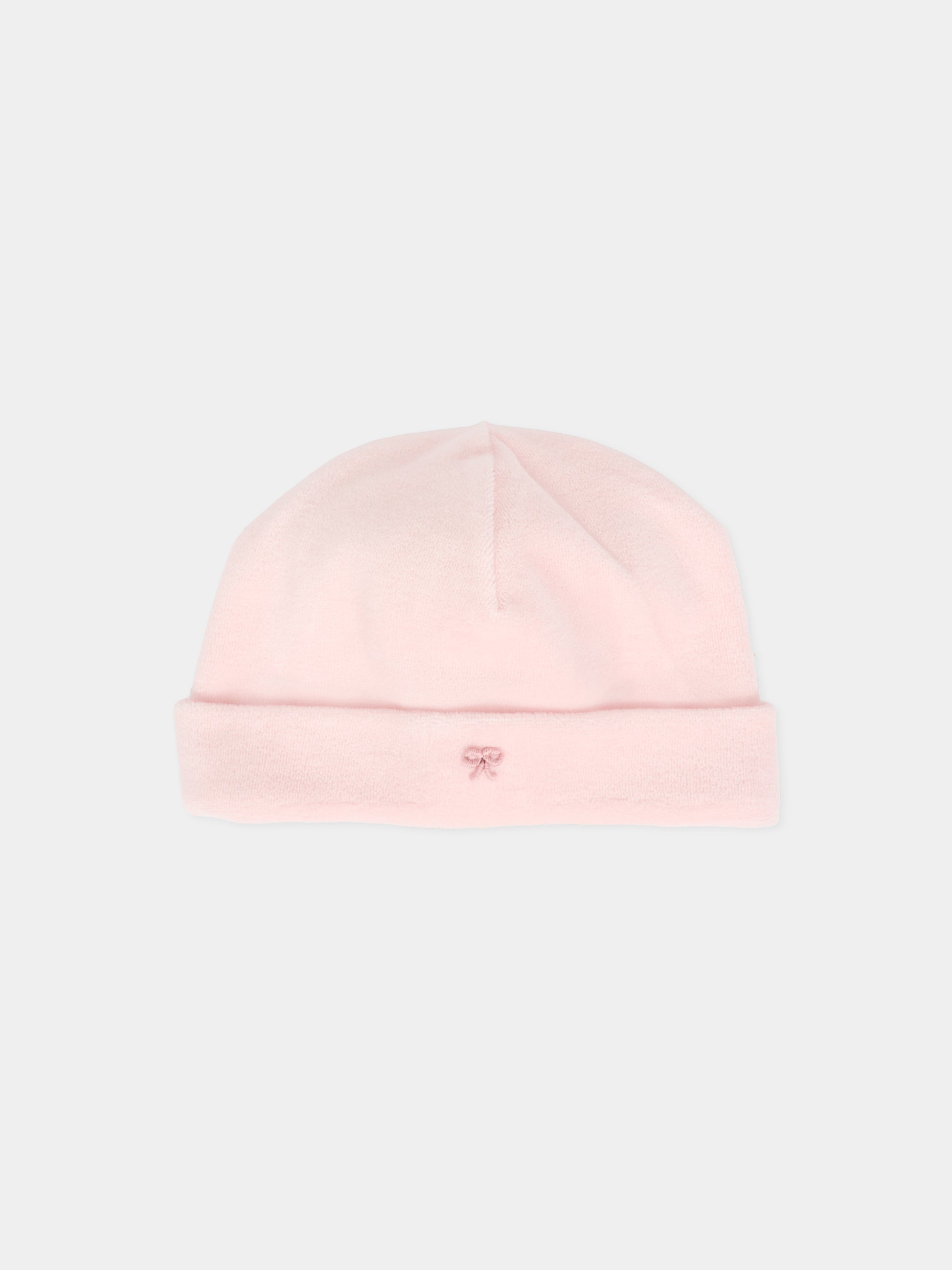 Berretto rosa per neonata con fiocco,La Stupenderia,1TBCP00L03