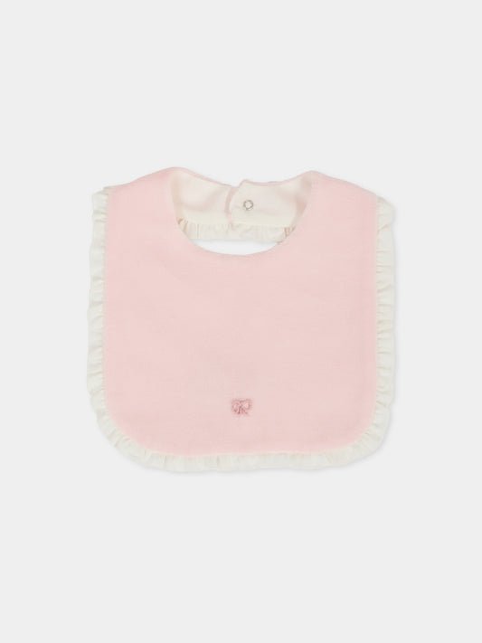 Bavaglino rosa per neonata con fiocco,La Stupenderia,1TBBV02L03