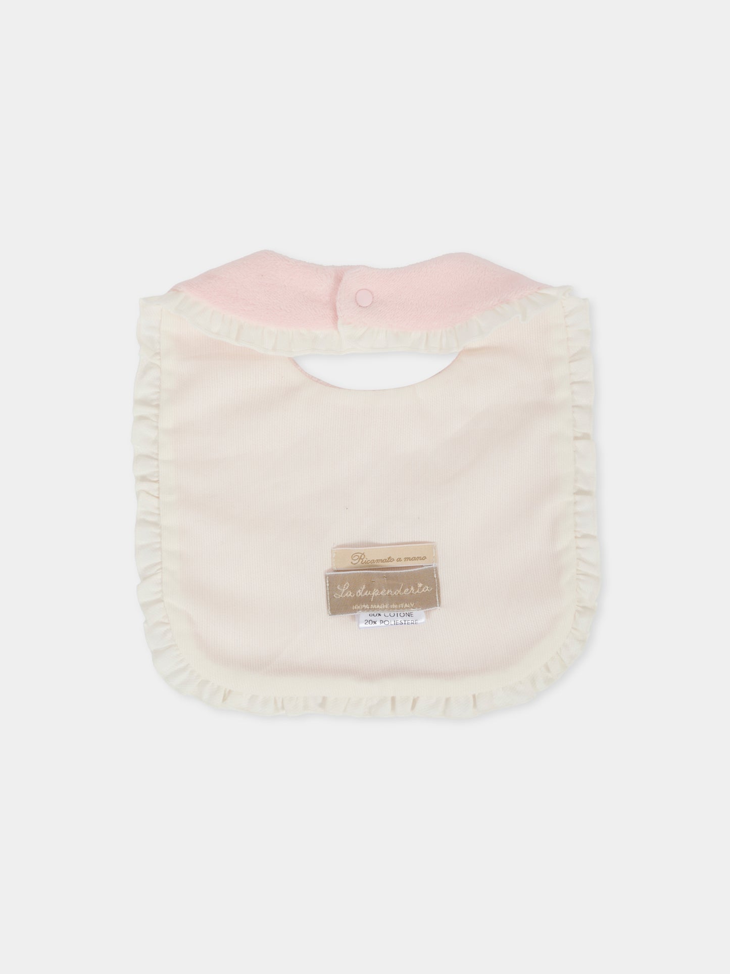 Bavaglino rosa per neonata con fiocco,La Stupenderia,1TBBV02L03