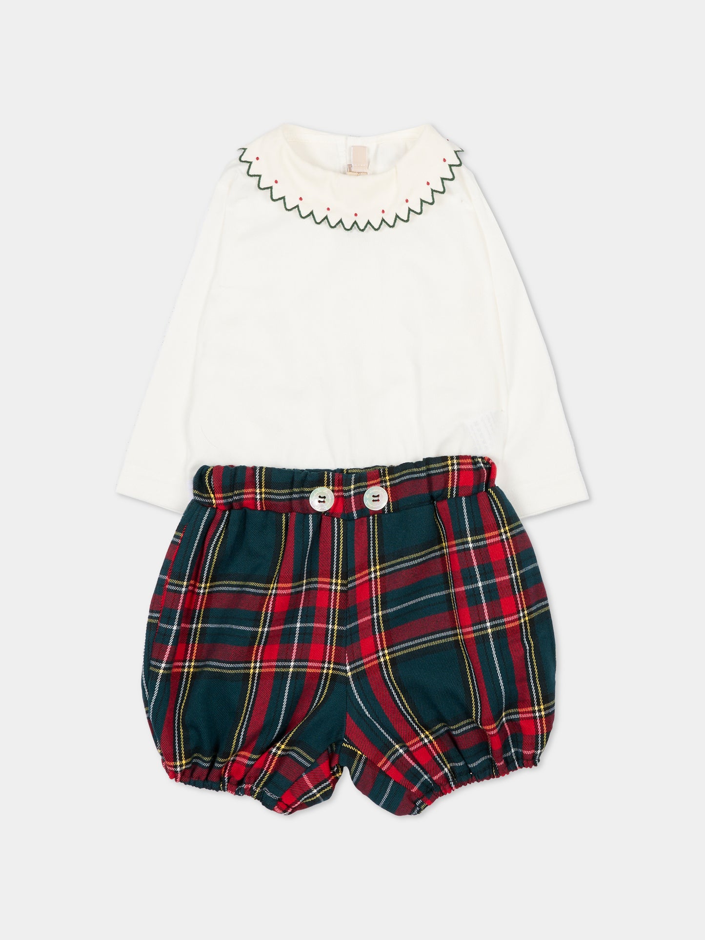 Completo bianco per neonato con ricami,La Stupenderia,1TBCT19 Z15V/R