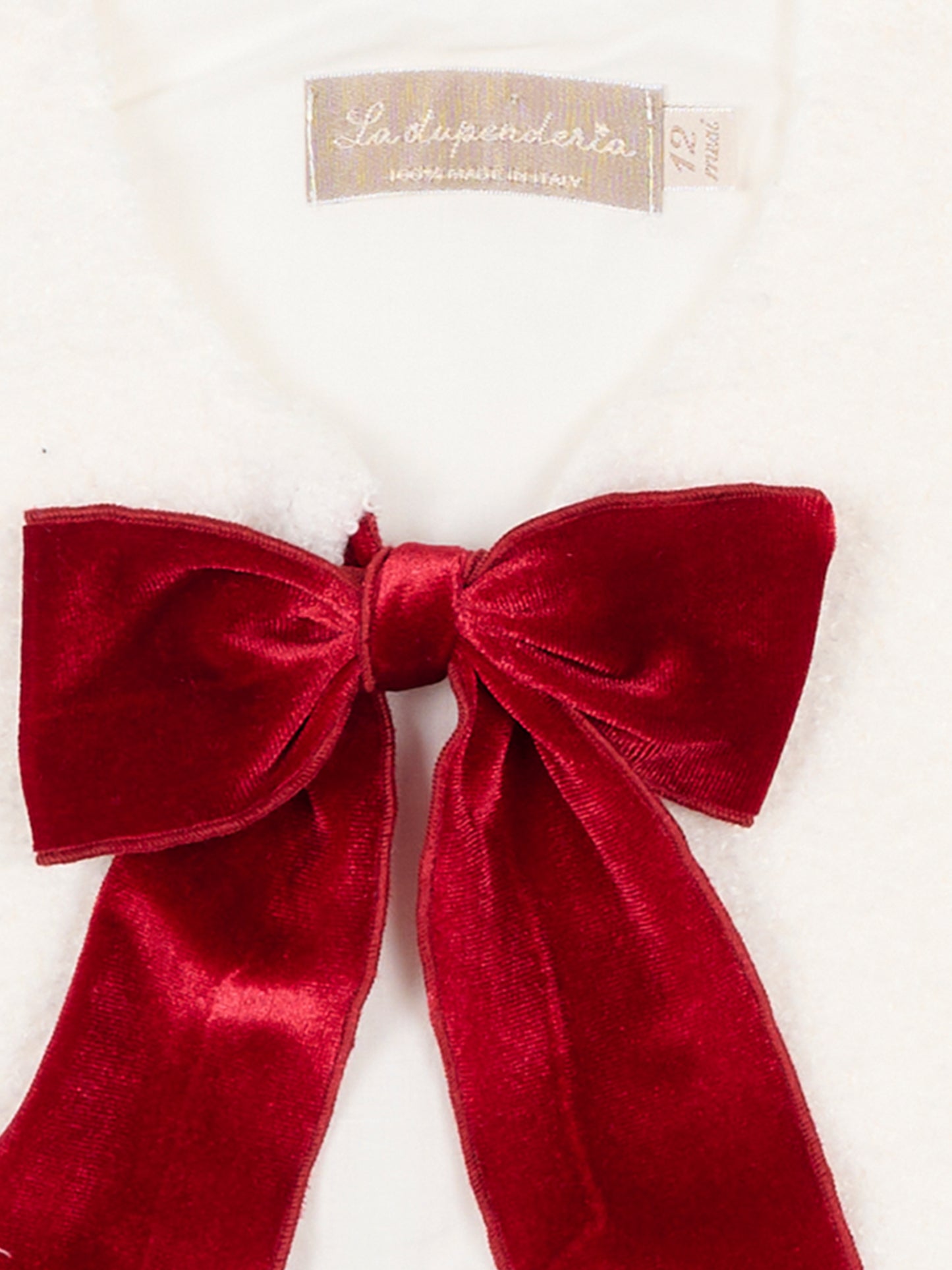 Gilet avorio per neonata con fiocco rosso,La Stupenderia,1TCGL22W20