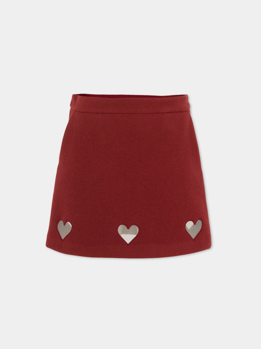 Gonna bordeaux per bambina cuori,Simonetta,SX7A11 E0227 418