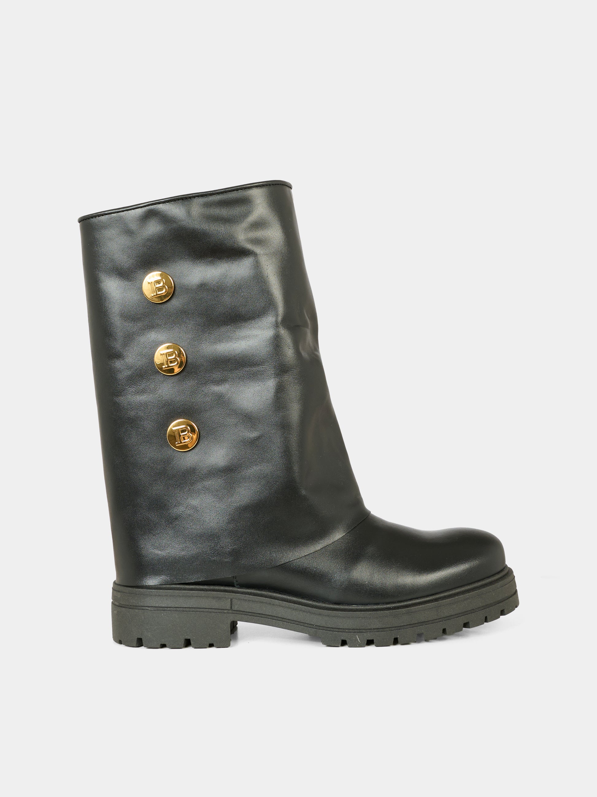 Stivali neri per bambina con bottoni oro,Balmain Kids,BX0B86-Z1574 930OR