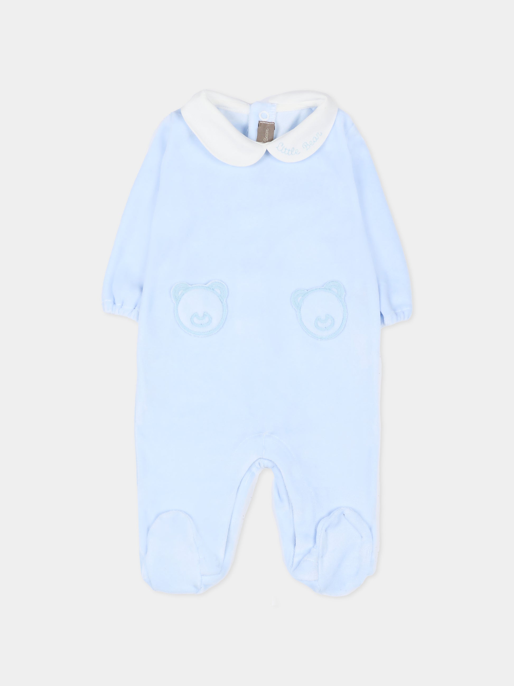 Tutina celeste per neonato con logo,Little Bear,2020 CIELO
