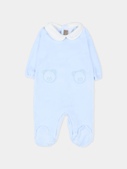 Tutina celeste per neonato con logo,Little Bear,2020 CIELO