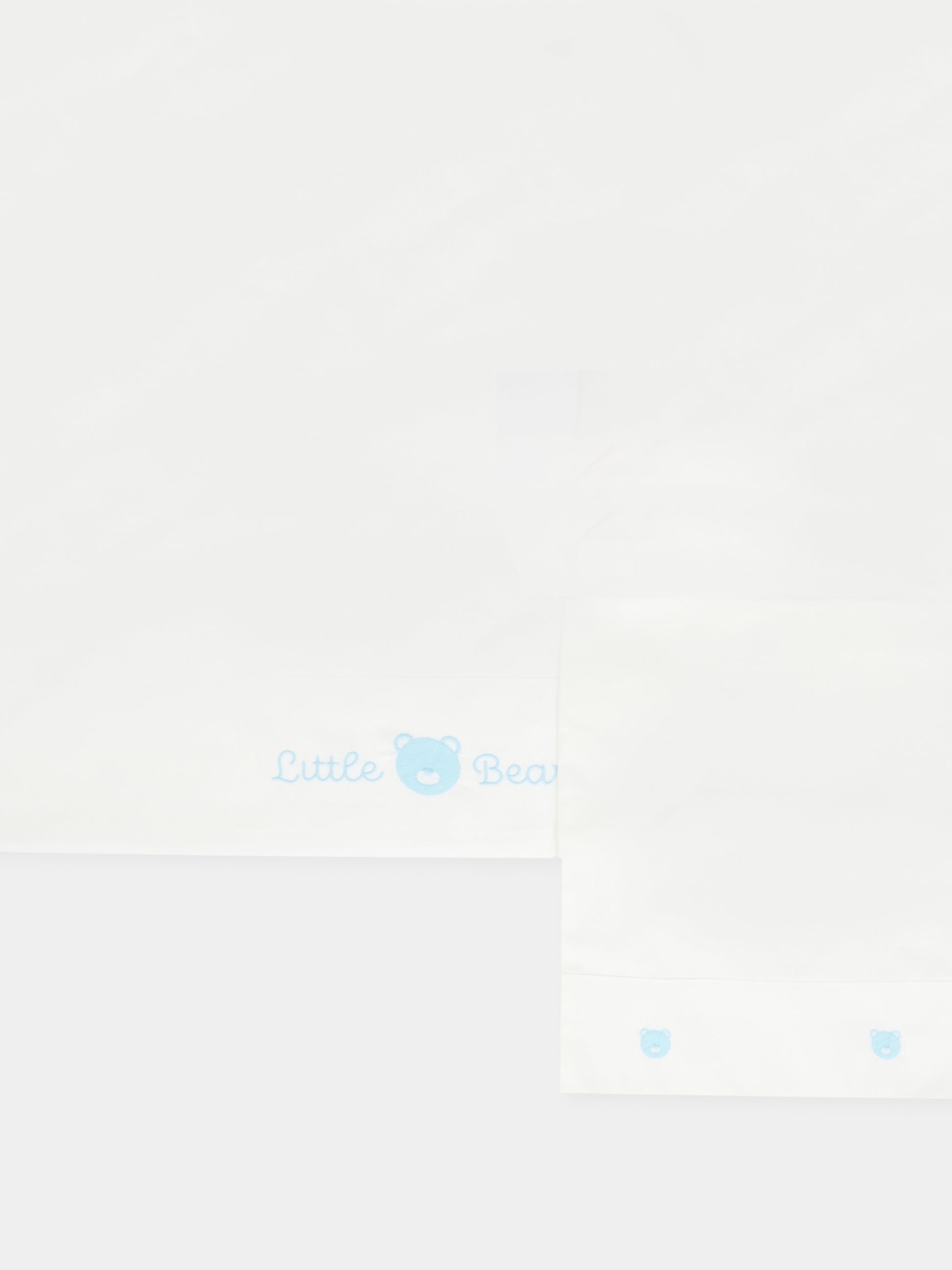 Set lenzuola bianco per neonato con orsetto e logo,Little Bear,2044 LATTE/CIELO