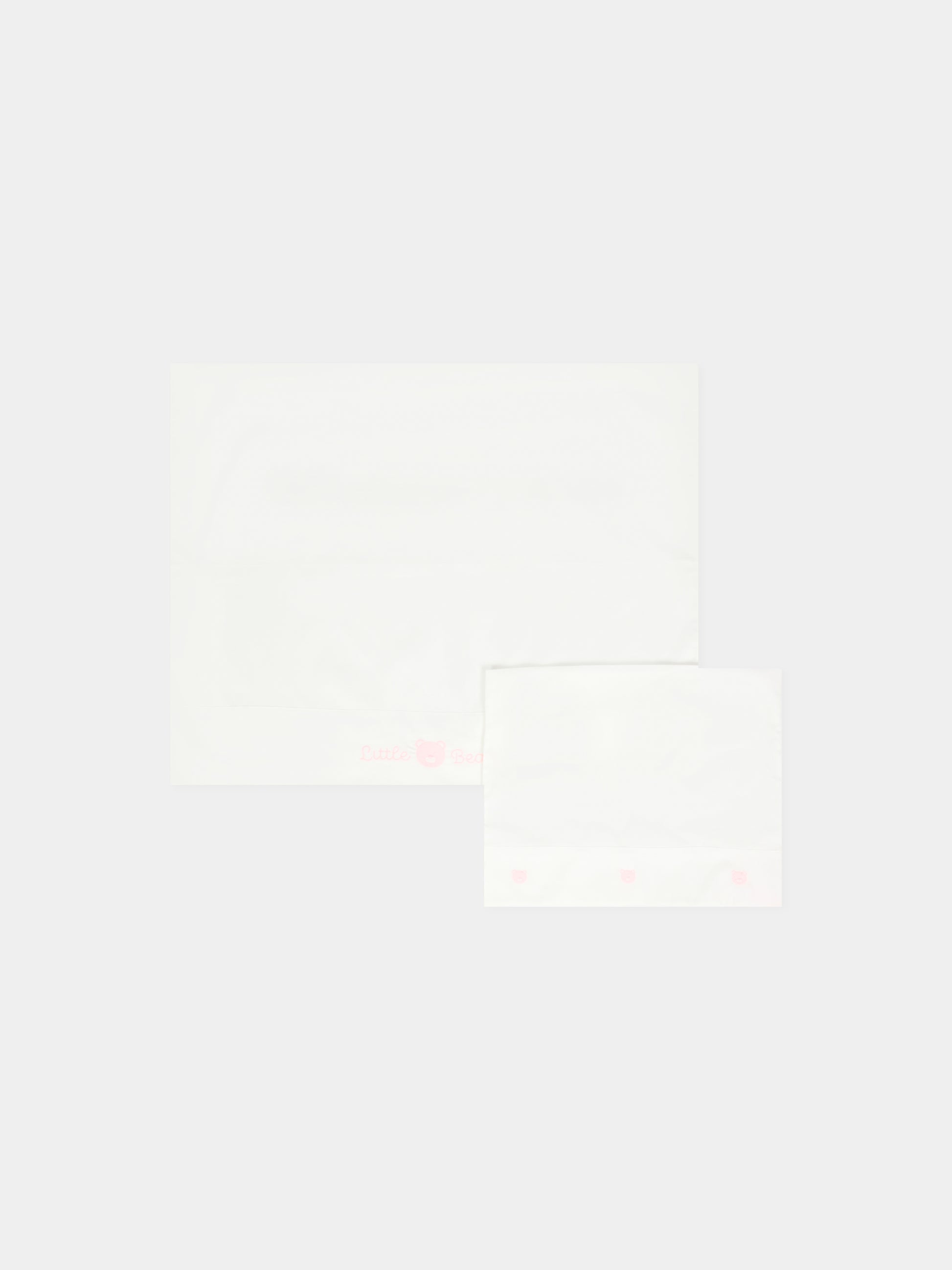 Set lenzuola bianco per neonata con orsetto e logo,Little Bear,2044 LATTE/ROSA