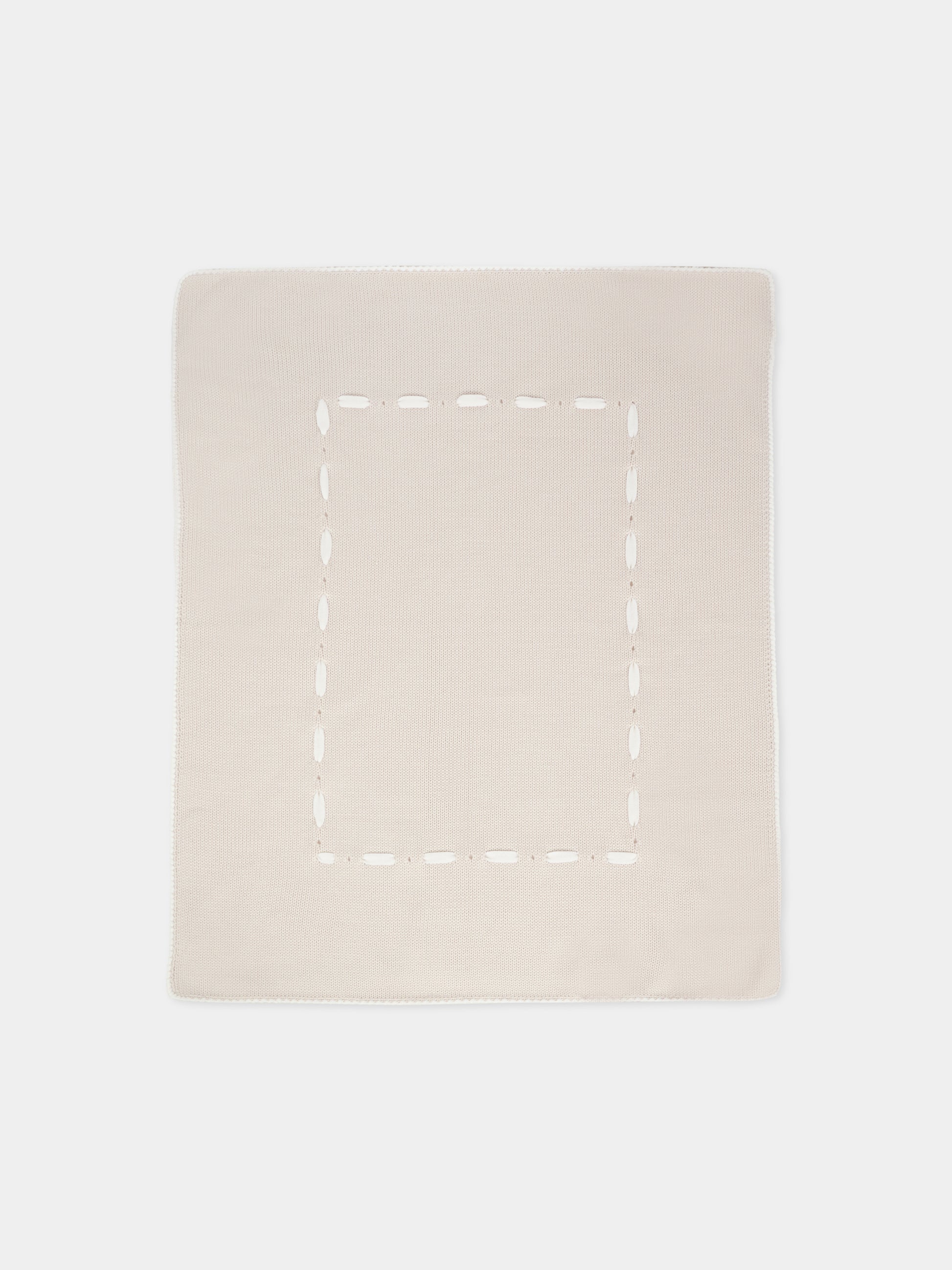 Coperta beige per neonati con nastro avorio,Little Bear,2000 BURRO/LATTE