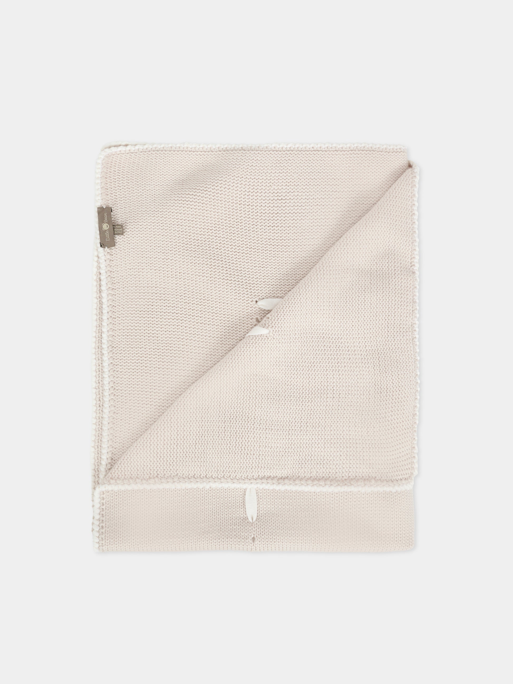 Coperta beige per neonati con nastro avorio,Little Bear,2000 BURRO/LATTE