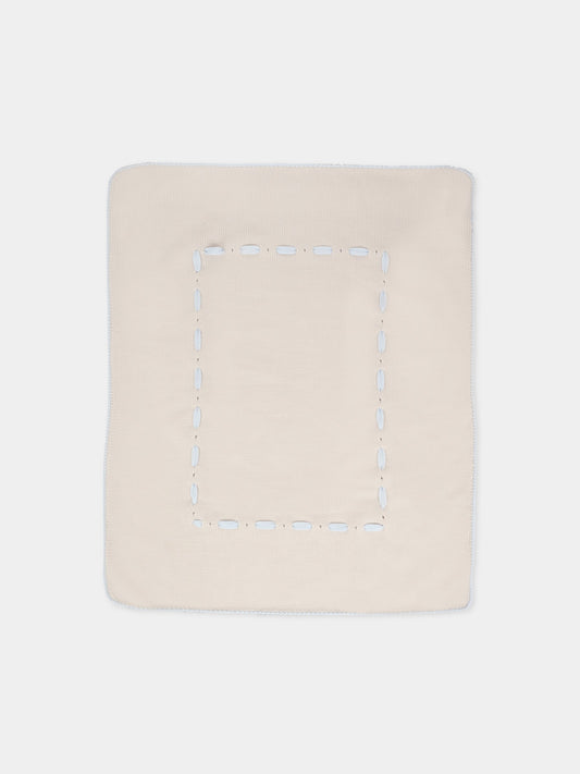 Coperta beige per neonato con nastro avorio,Little Bear,2000 BURRO/CIELO
