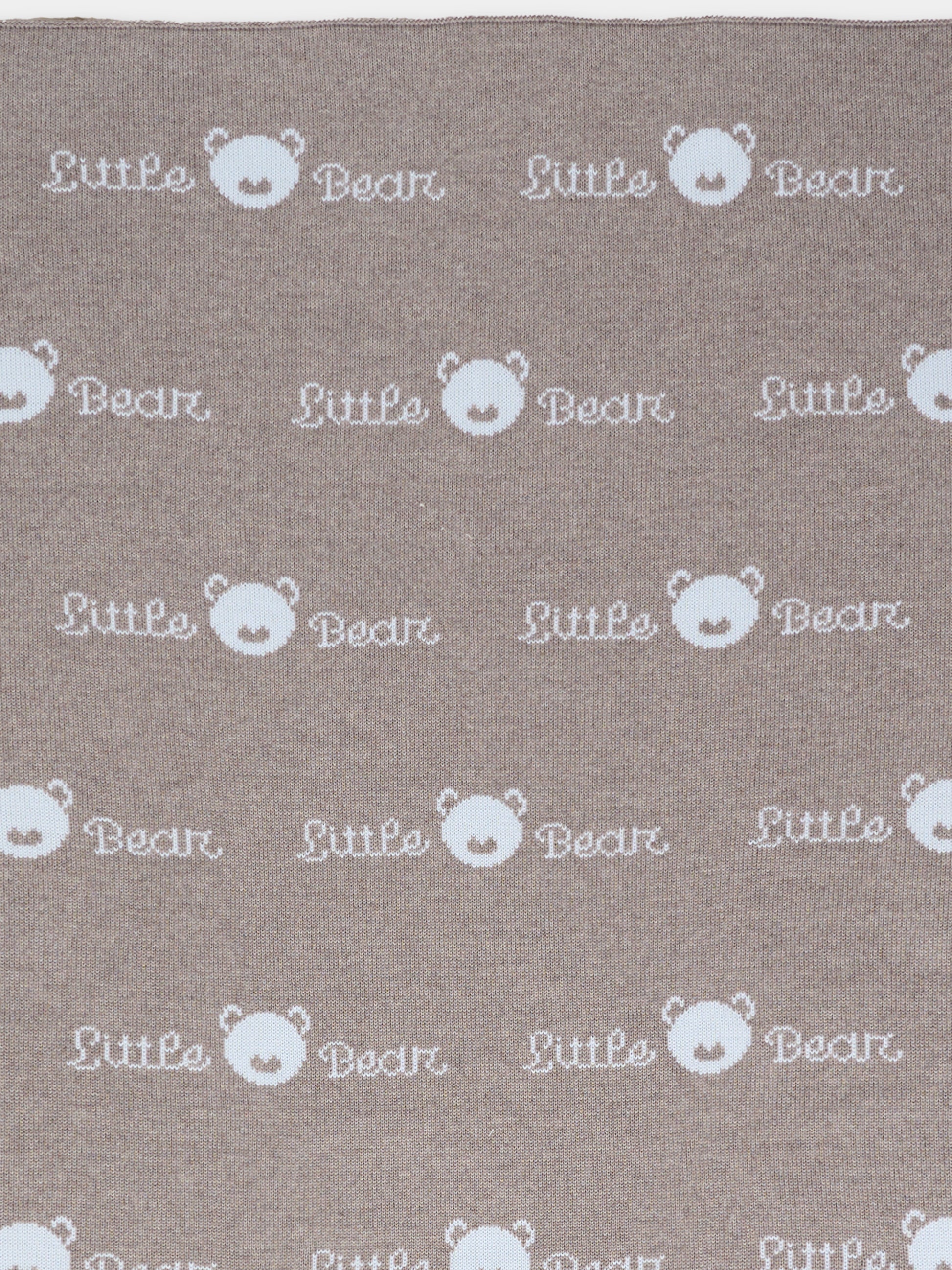 Coperta tortora per neonato con logo,Little Bear,2109 TORTORA/CIELO