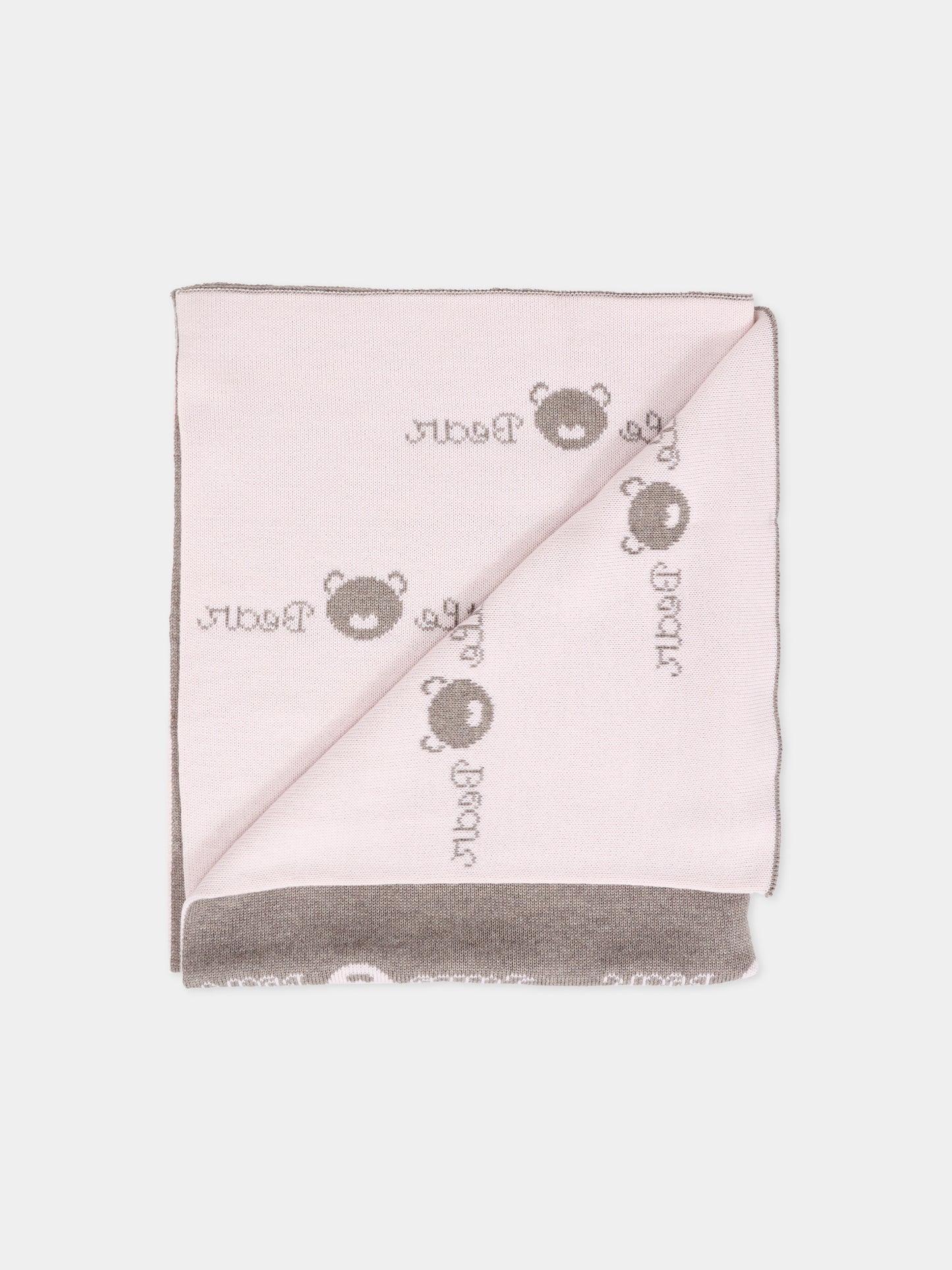 Coperta tortora per neonata con logo,Little Bear,2109 TORTORA/CIPRIA