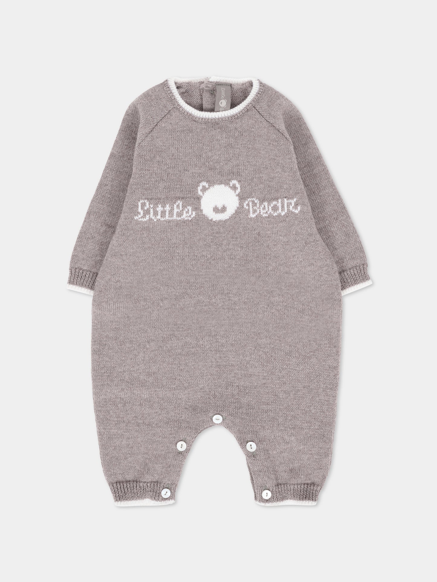 Tutina tortora per neonati con logo,Little Bear,2111 TORTORA/LATTE