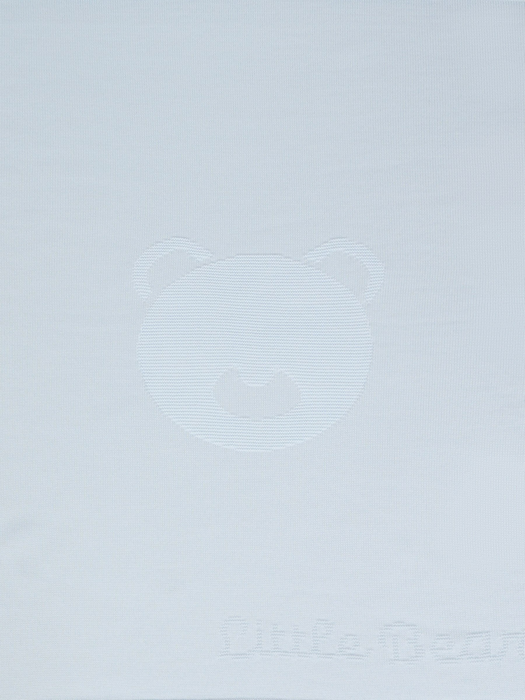 Coperta celeste per neonato con orso e logo,Little Bear,2141 CIELO