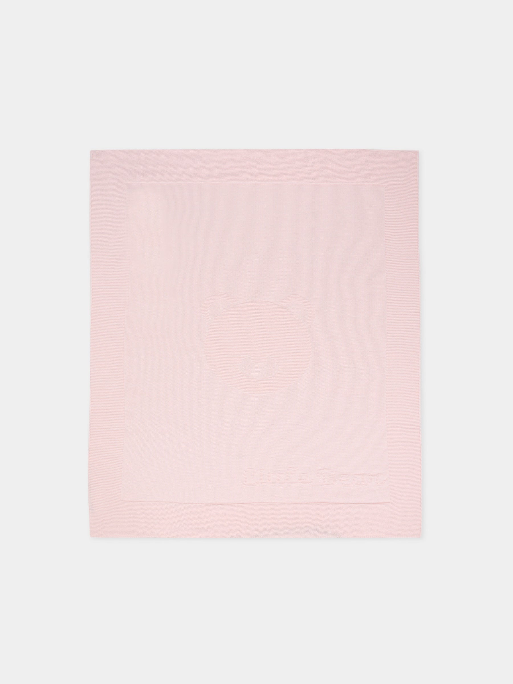 Coperta rosa per neonata con orso e logo,Little Bear,2141 CIPRIA