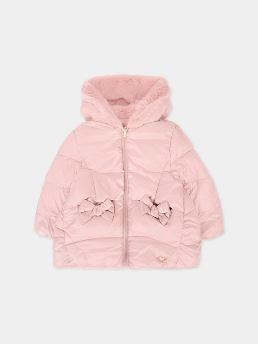 Piumino rosa per neonata con fiocco,Mayoral,2435 081