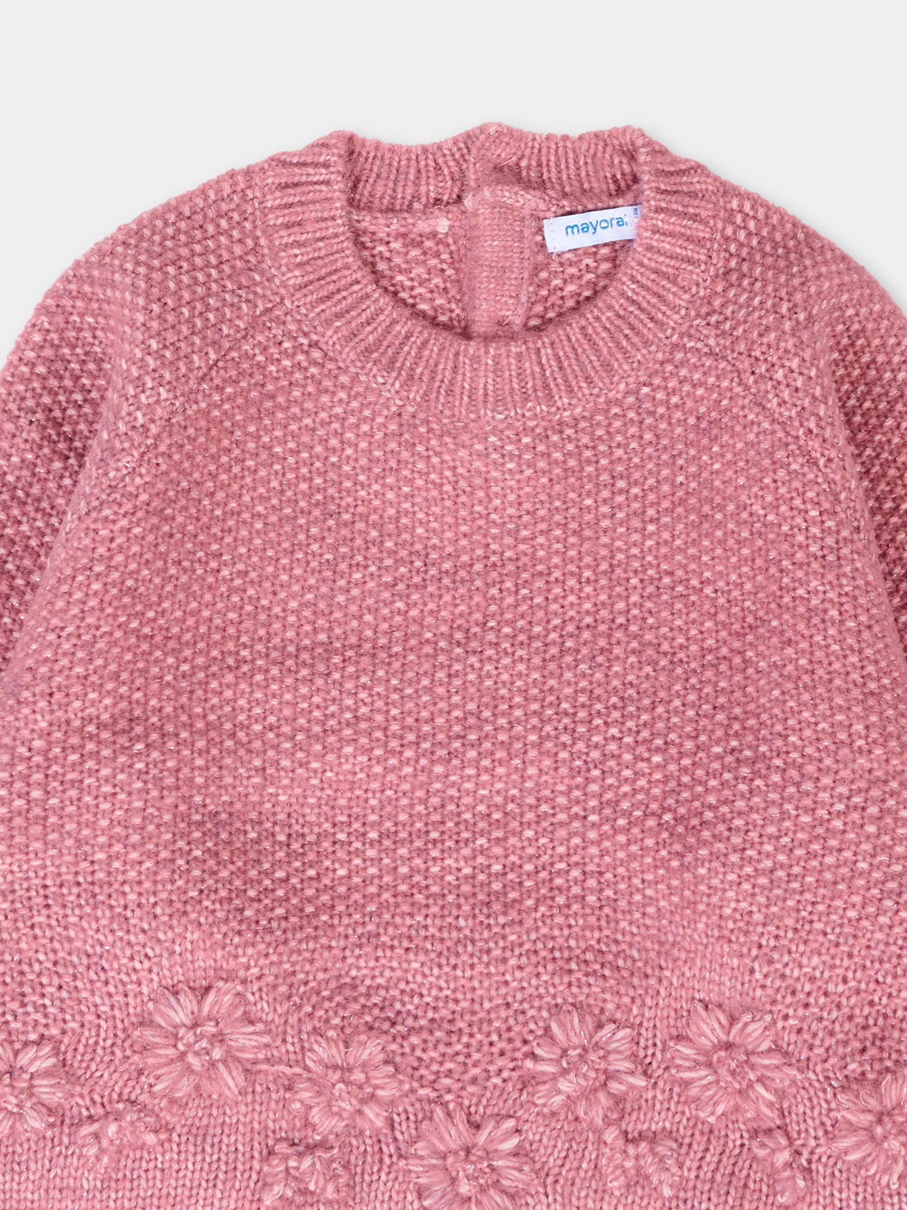Maglione rosa per neonata con fiori,Mayoral,2352 052
