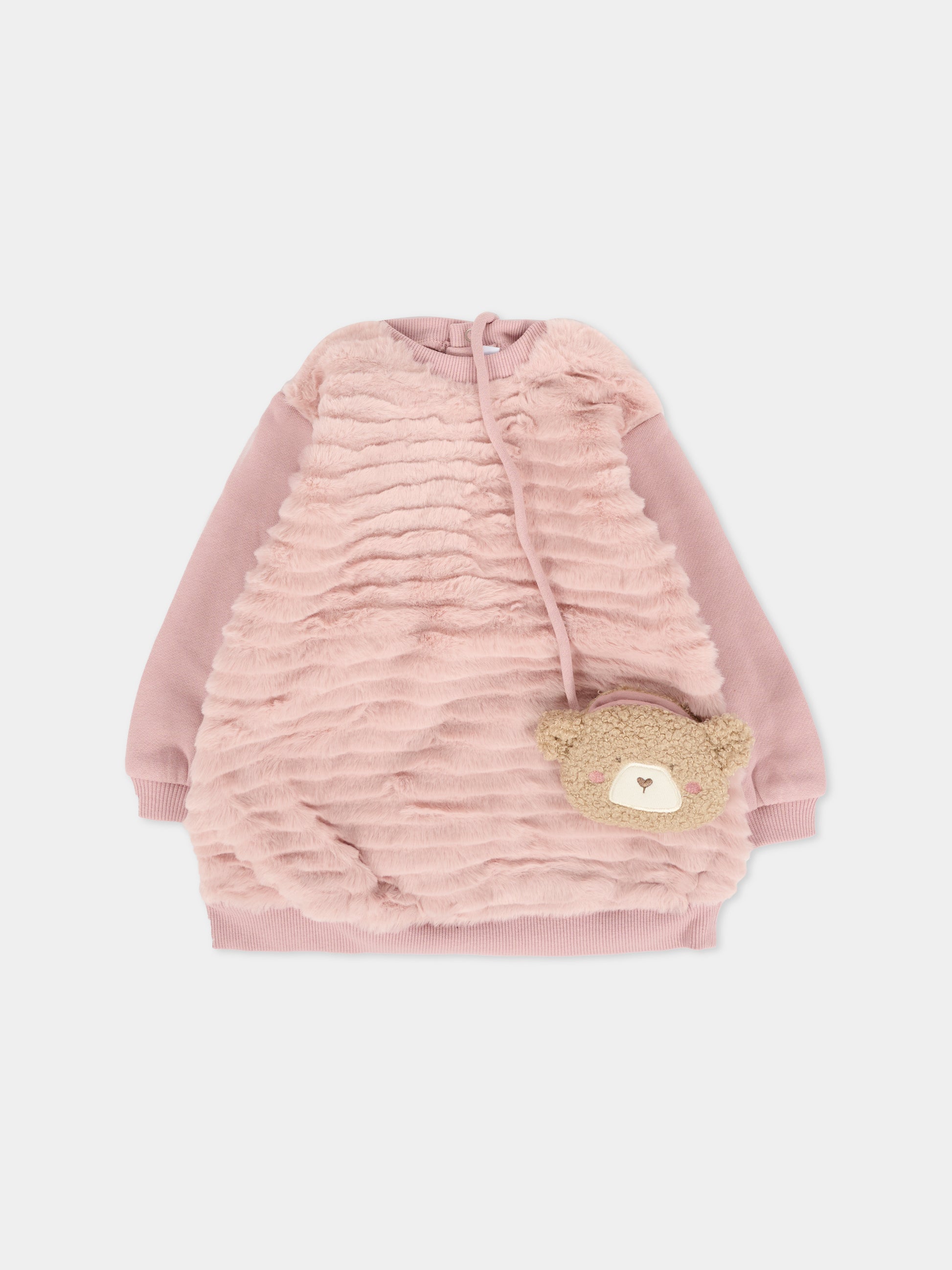 Vestito rosa per neonata con borsa a forma di orsetto,Mayoral,2919 052