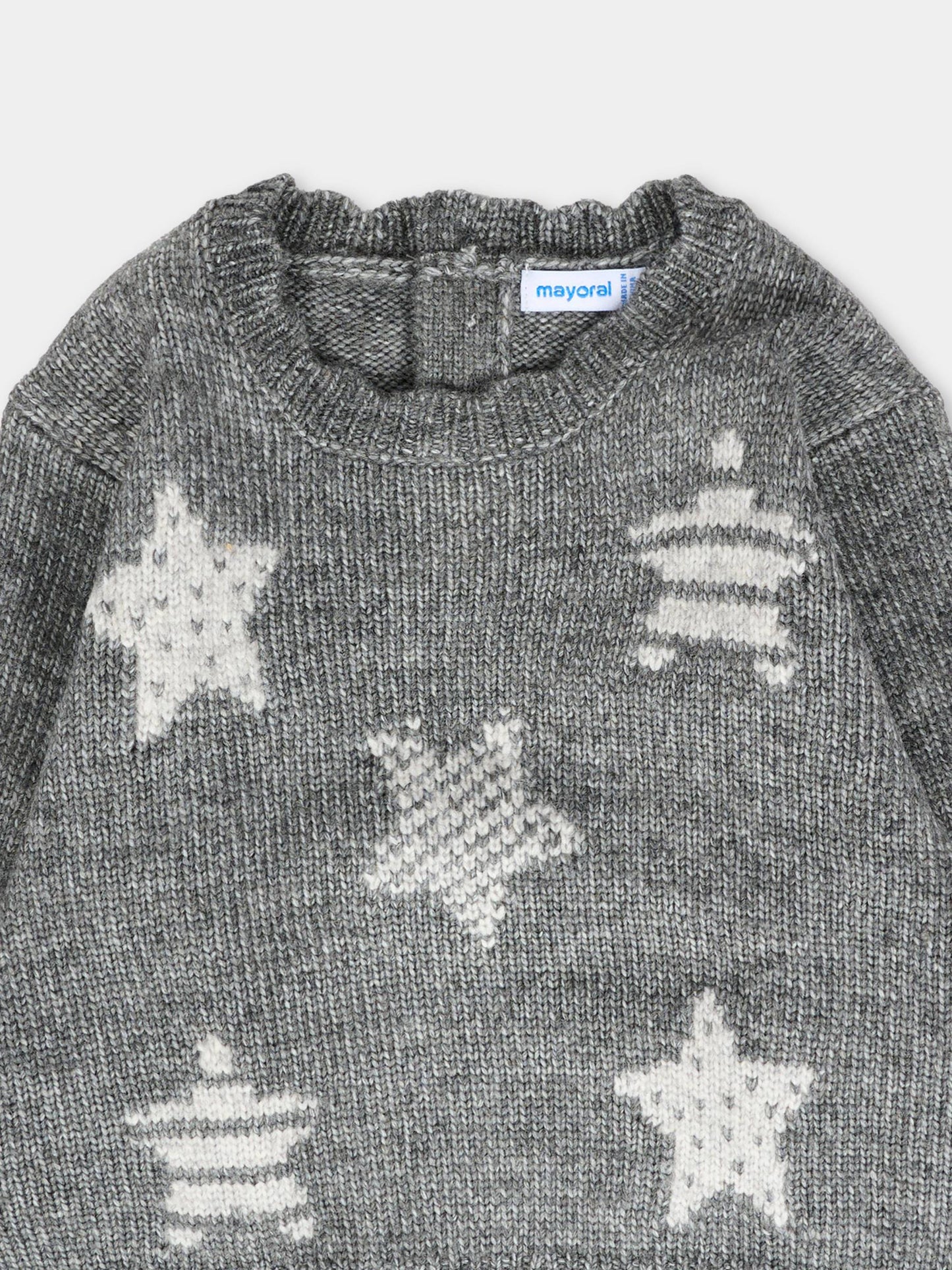 Maglione grigio per neonata con stelle,Mayoral,2355 026