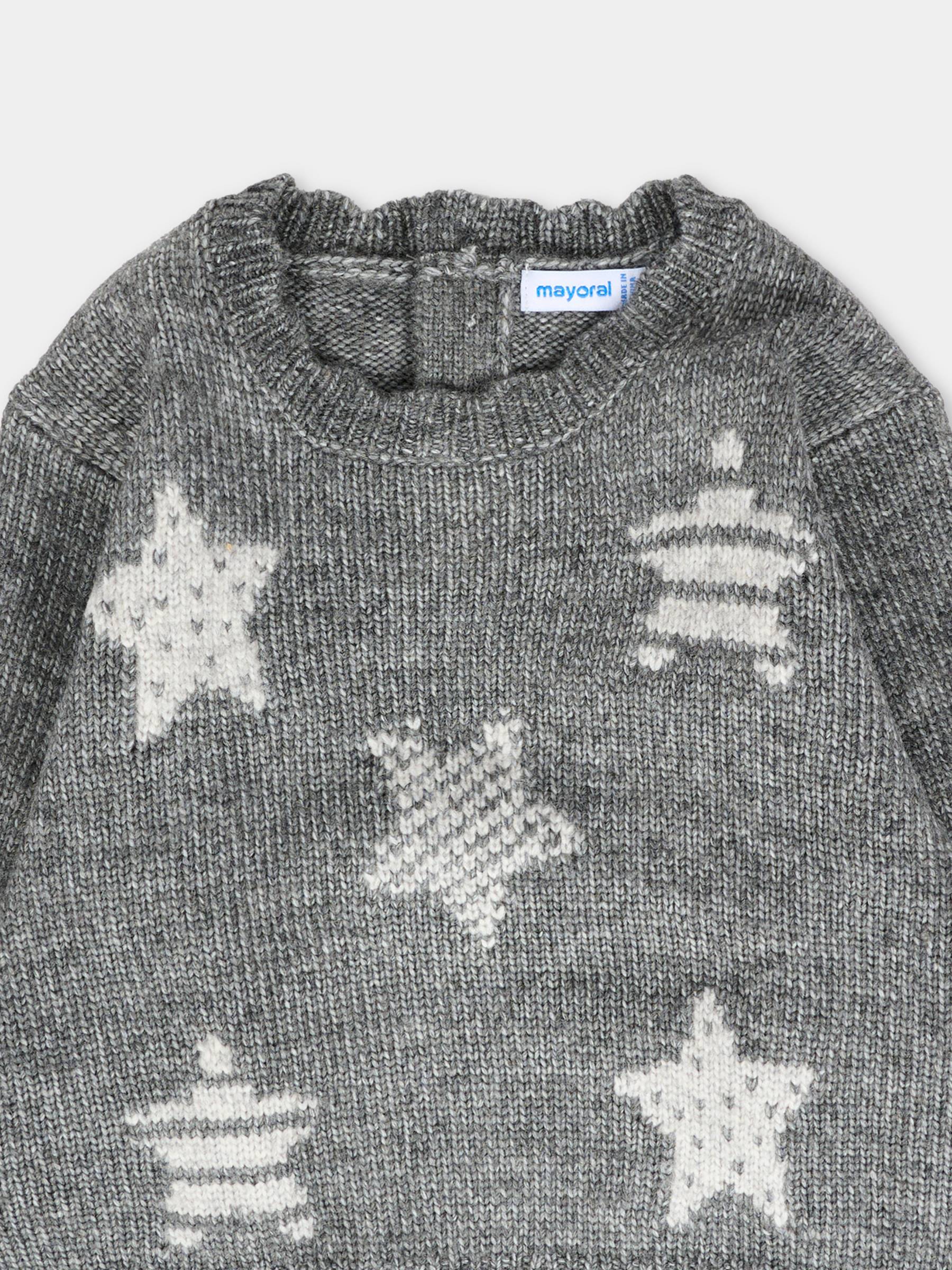 Maglione grigio per neonata con stelle,Mayoral,2355 026