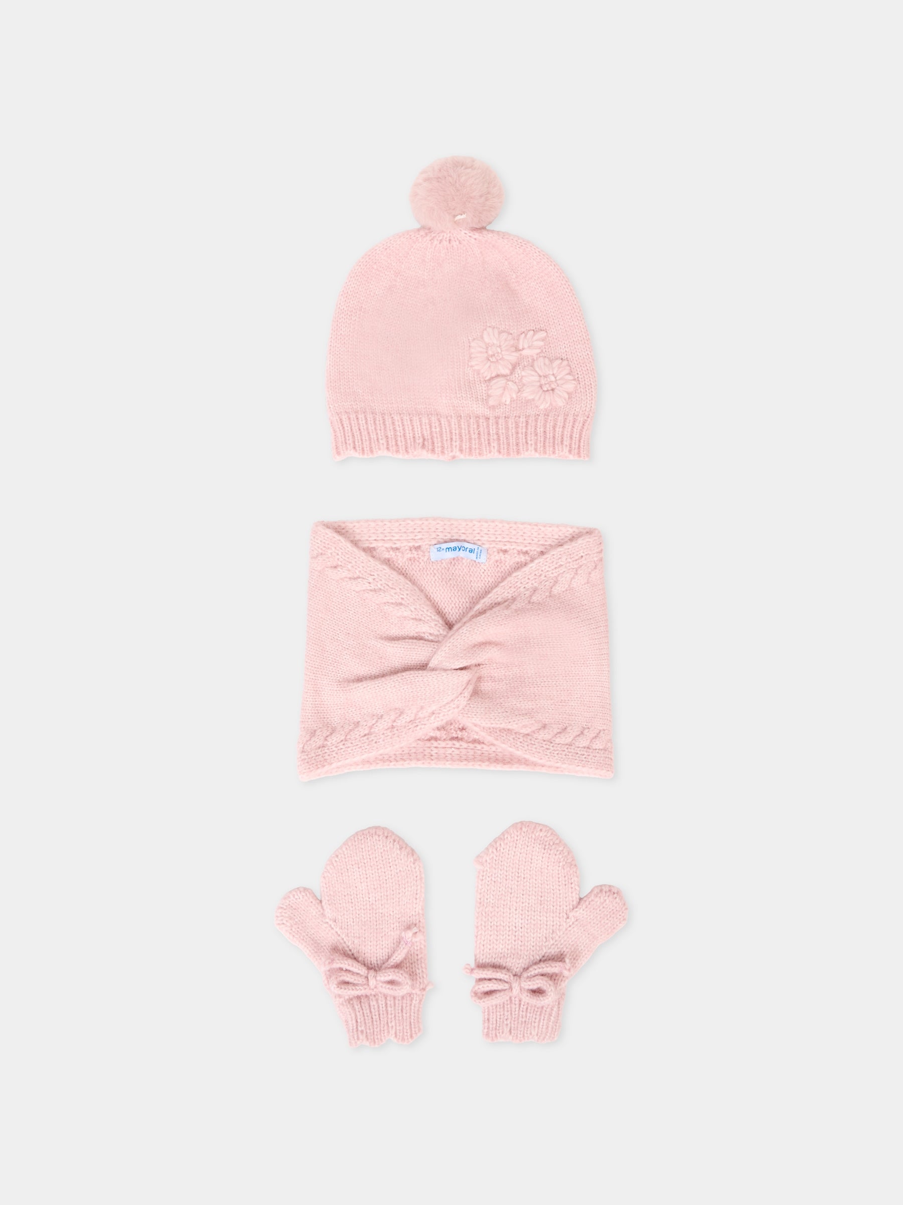 Set accessori rosa per neonata con pompon,Mayoral,10019 047