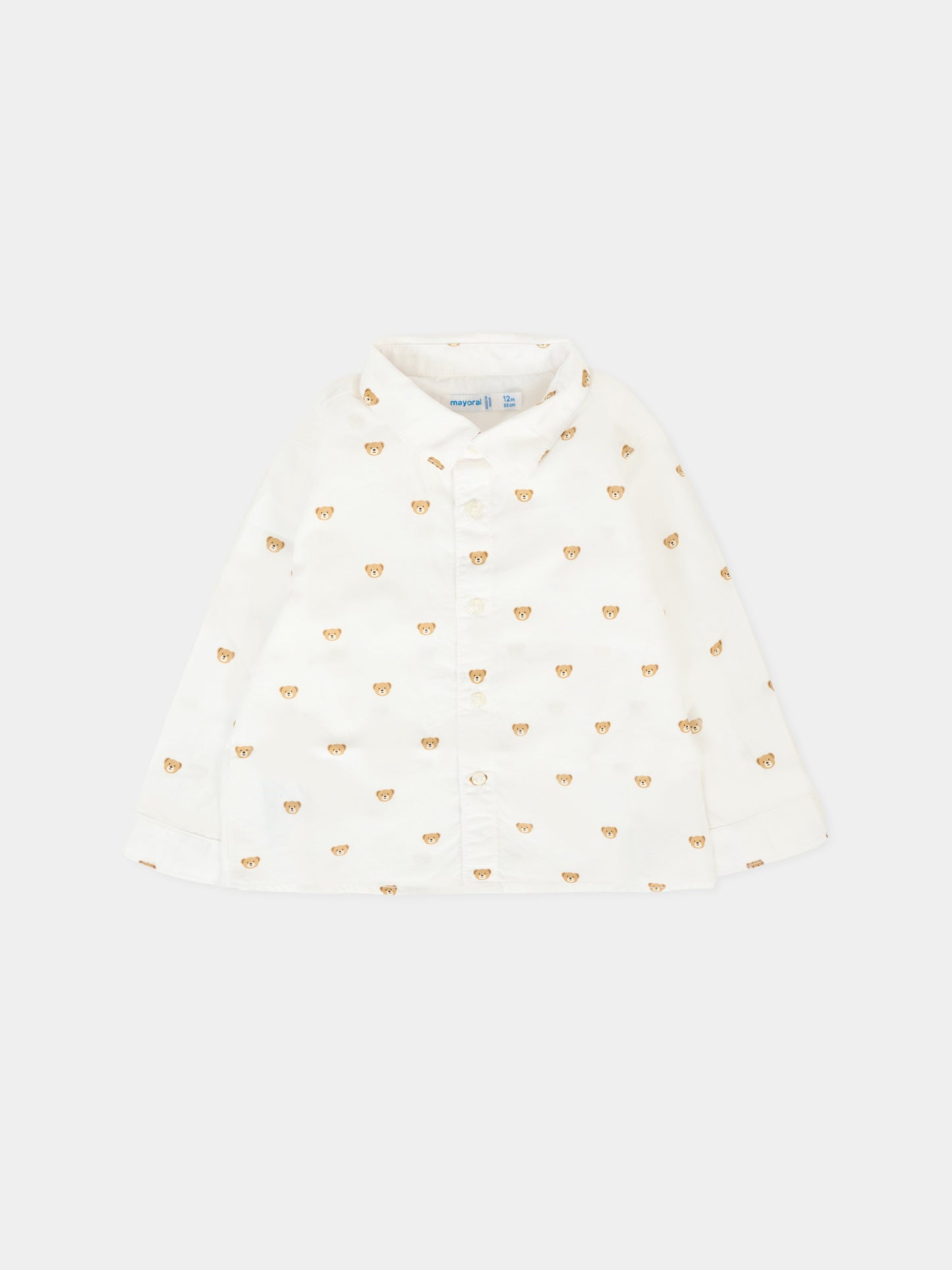 Camicia bianca per neonato con orso all over,Mayoral,2107 087