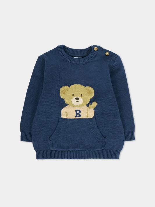 Maglione blu per neonato con orsetto,Mayoral,2341 060