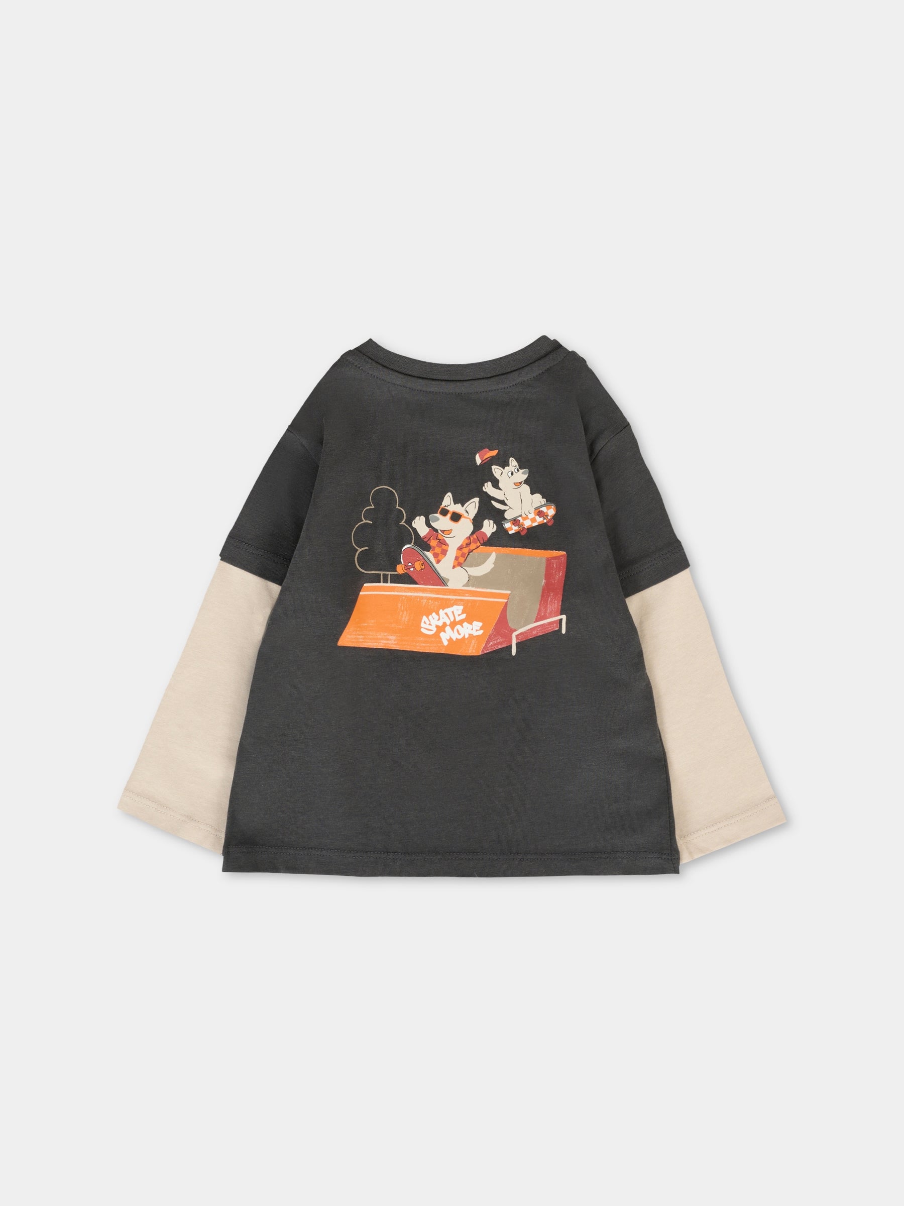 T-shirt grigia per neonato con logo,Mayoral,2062 094