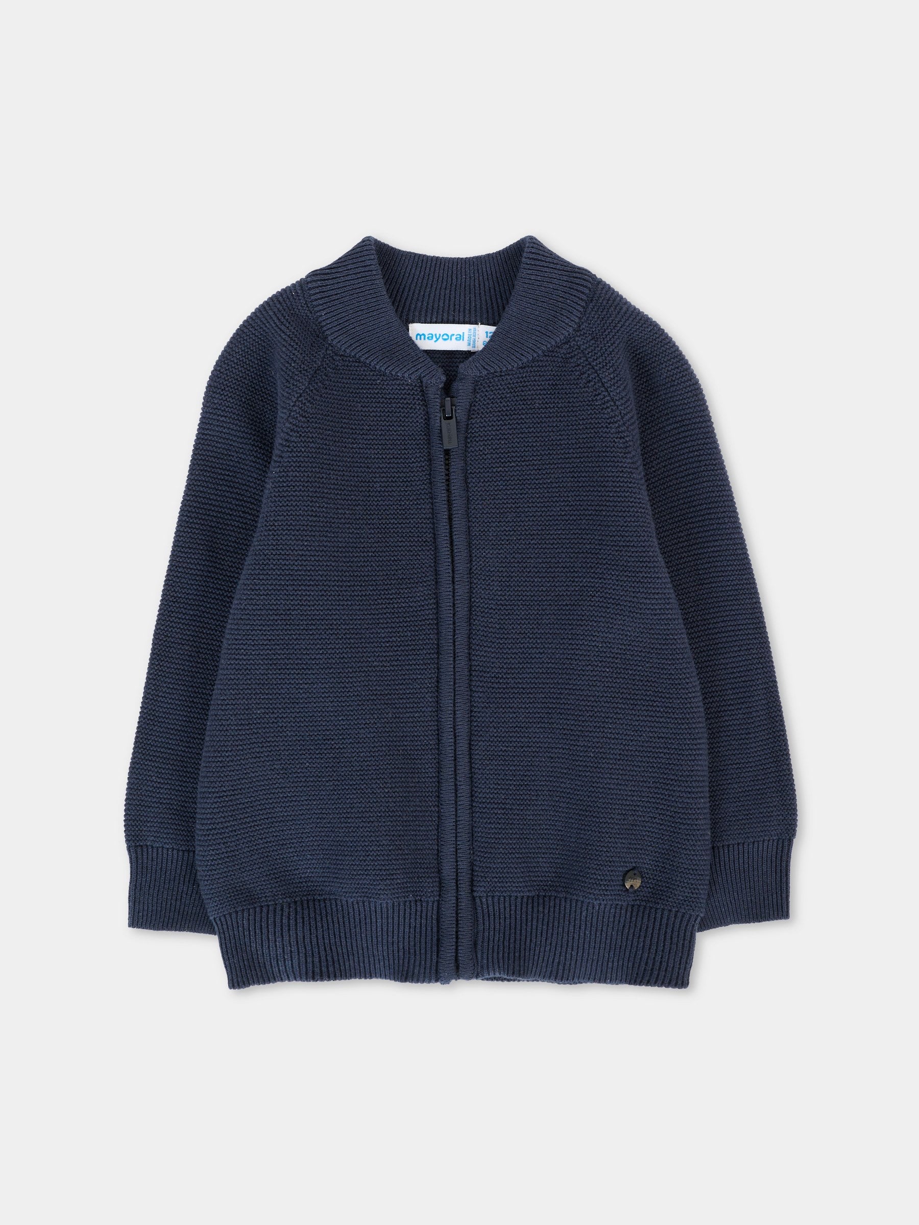 Cardigan blu per neonato con patch logato,Mayoral,2351 068