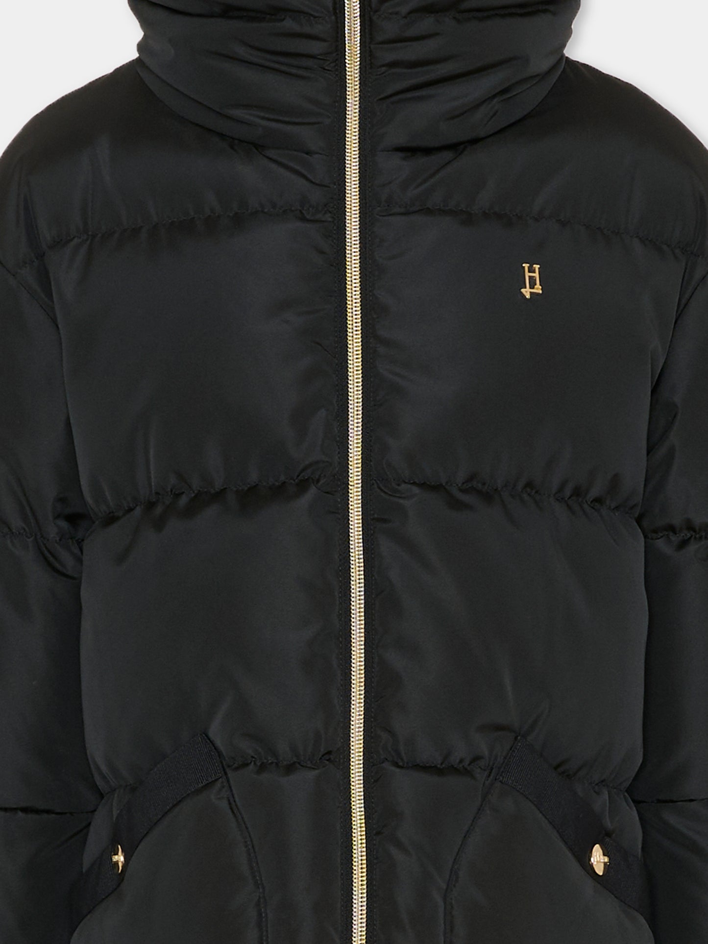 Piumino nero per bambina con logo,Herno Kids,PI000191G 20045 9300