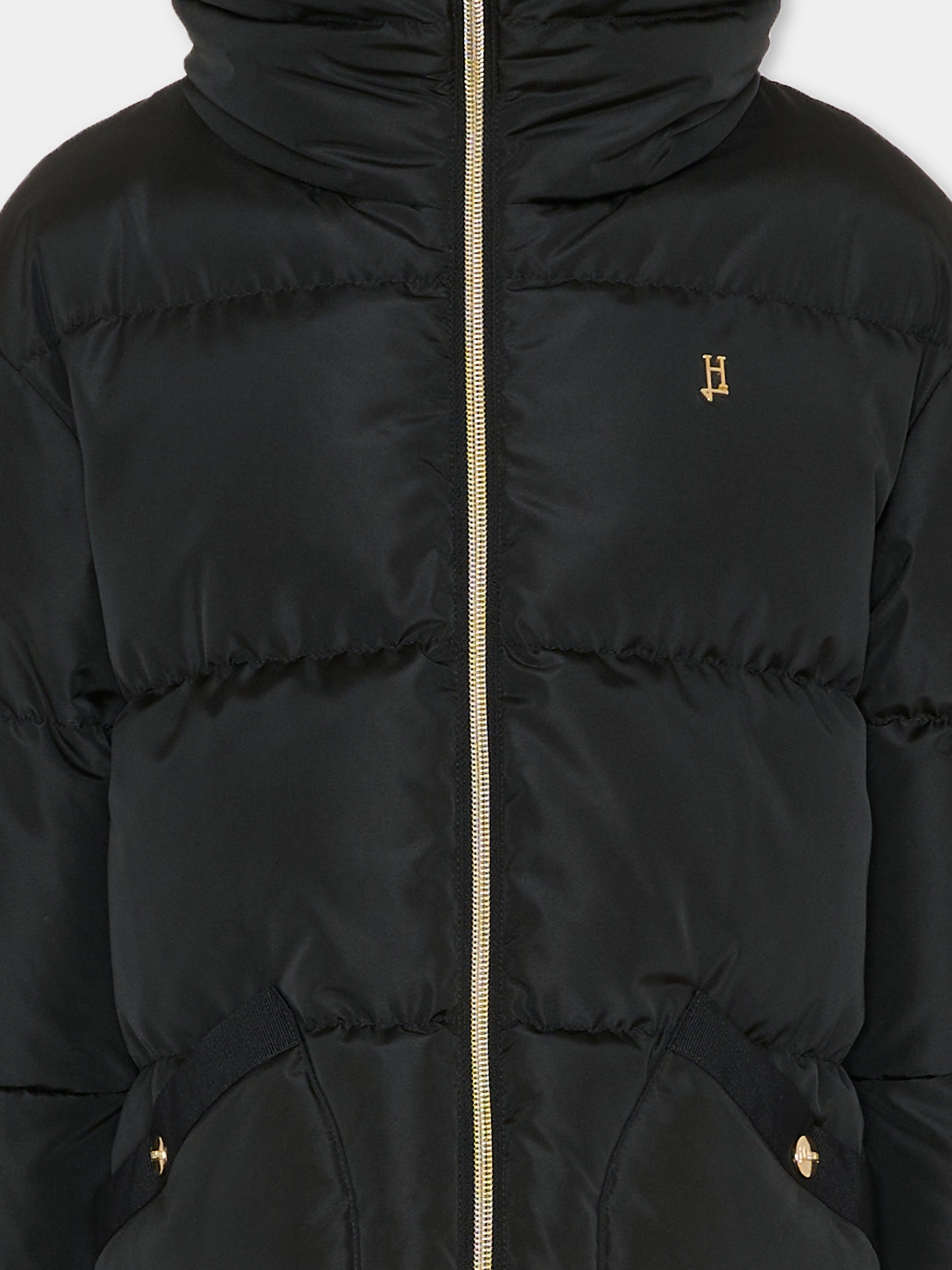 Piumino nero per bambina con logo,Herno Kids,PI000191G 20045 9300